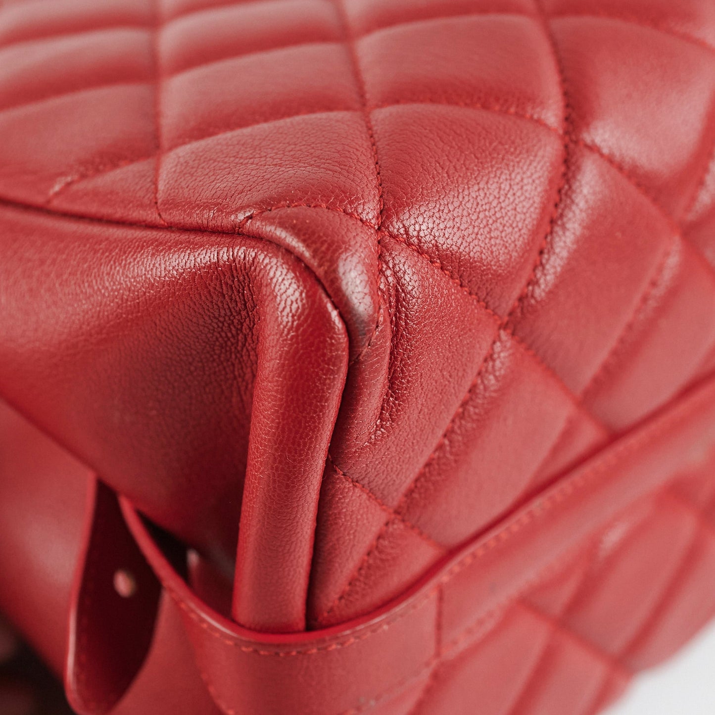 Chanel Quilted Tote Bag Calfskin Red