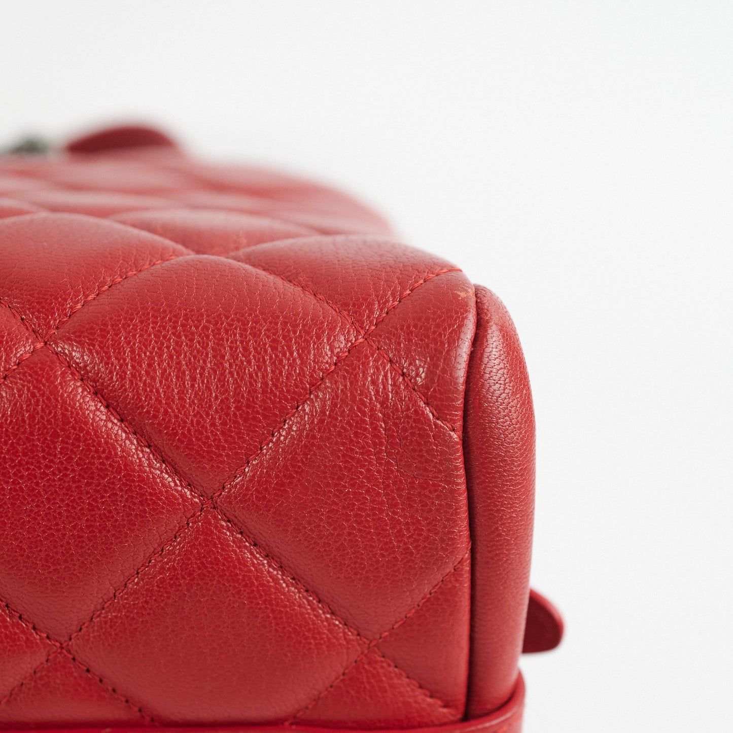 Chanel Quilted Tote Bag Calfskin Red