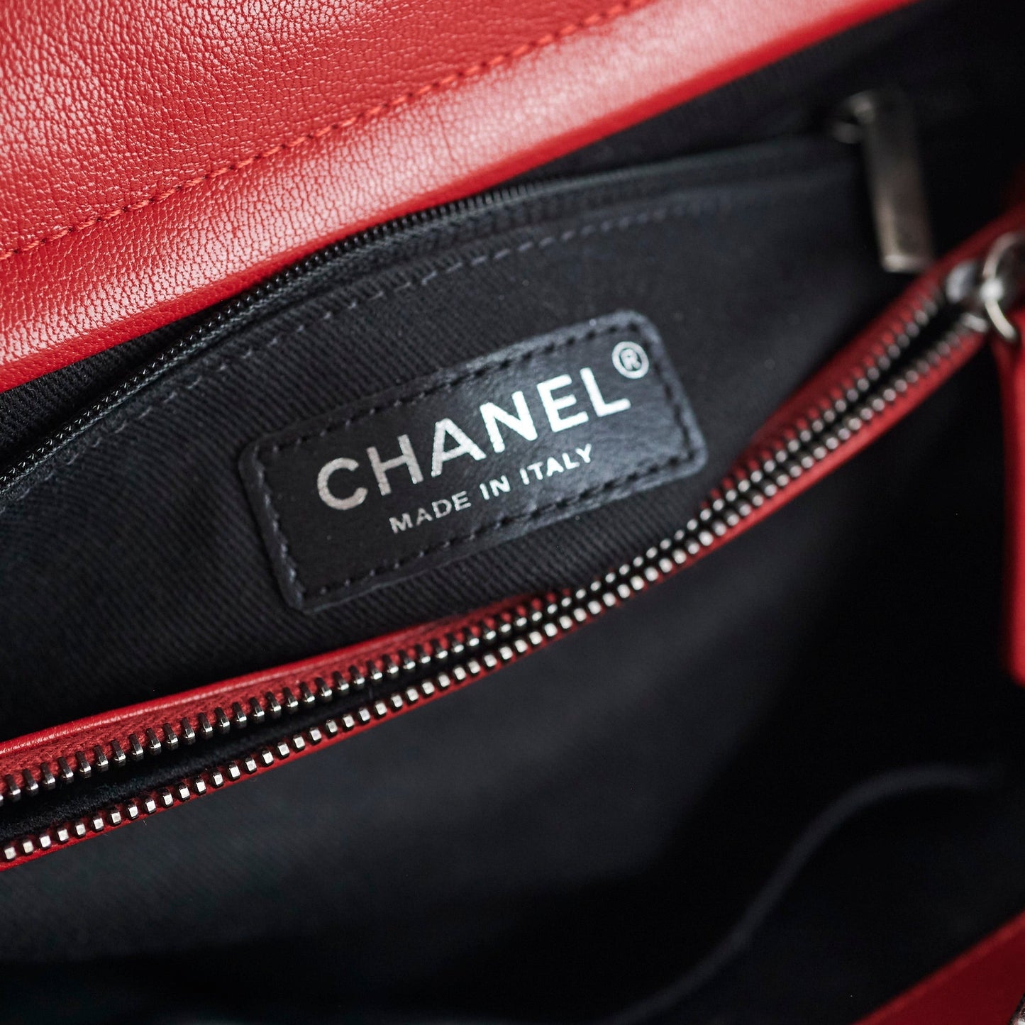 Chanel Quilted Tote Bag Calfskin Red