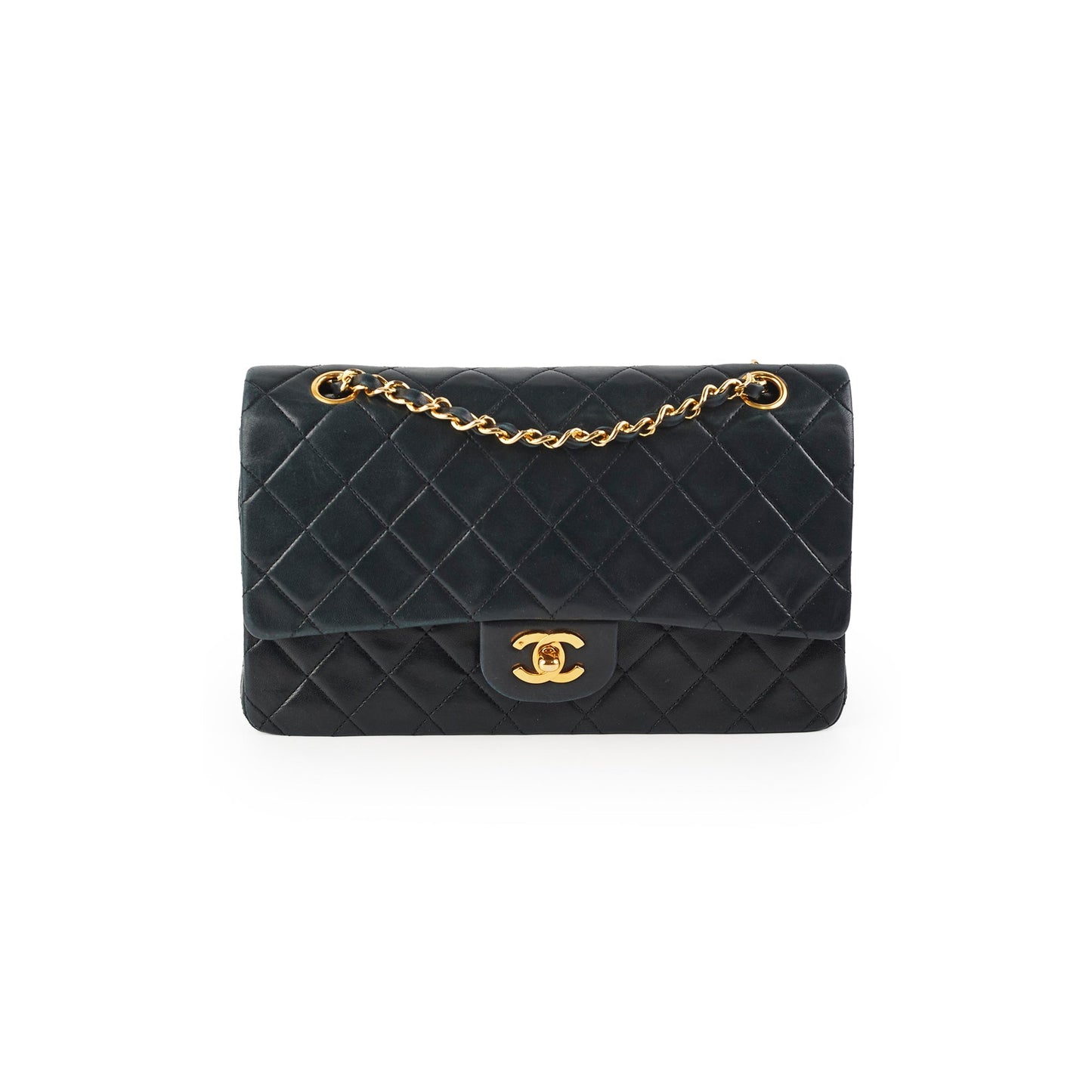 Chanel  Quilted Lambskin Medium/Large Black 24K