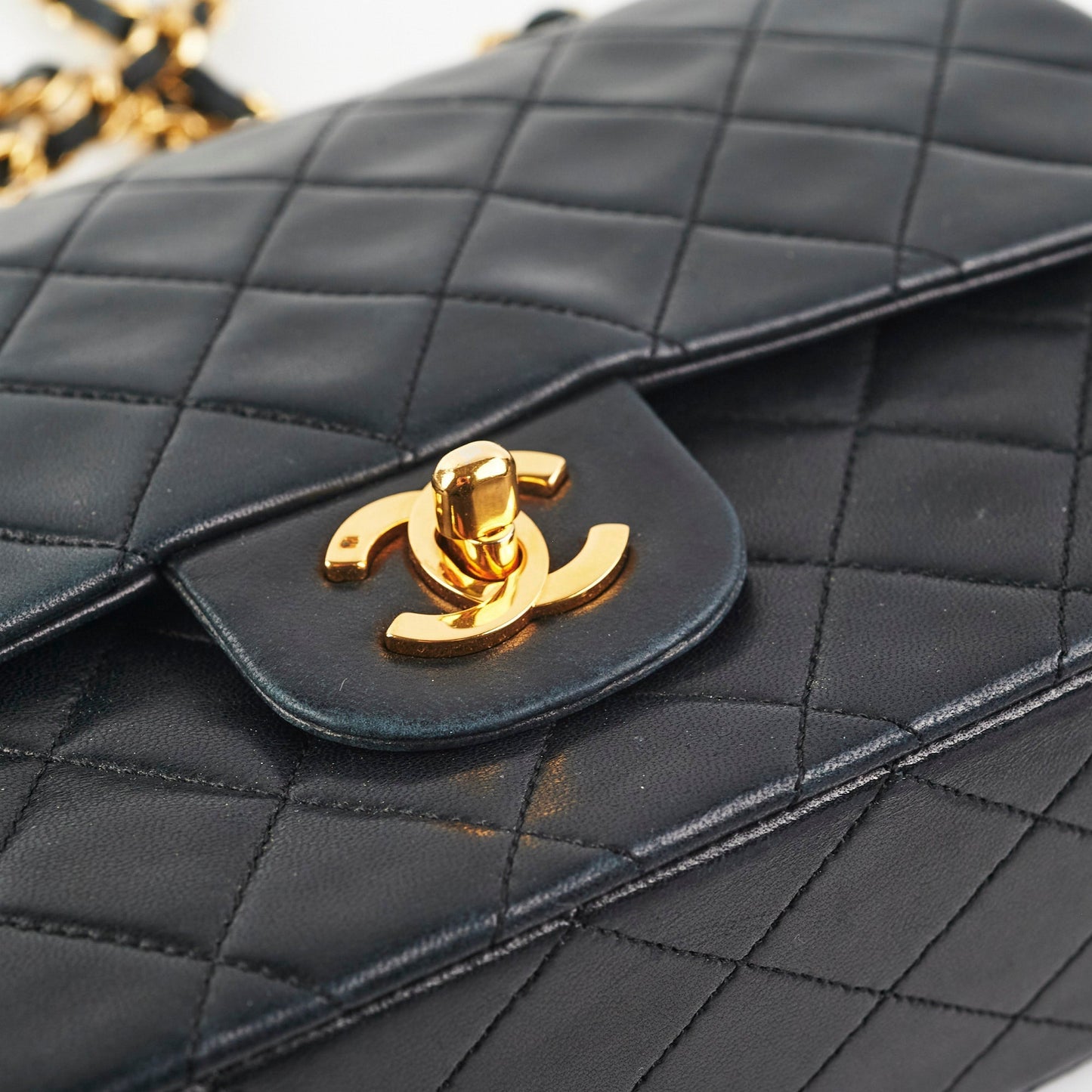 Chanel  Quilted Lambskin Medium/Large Black 24K