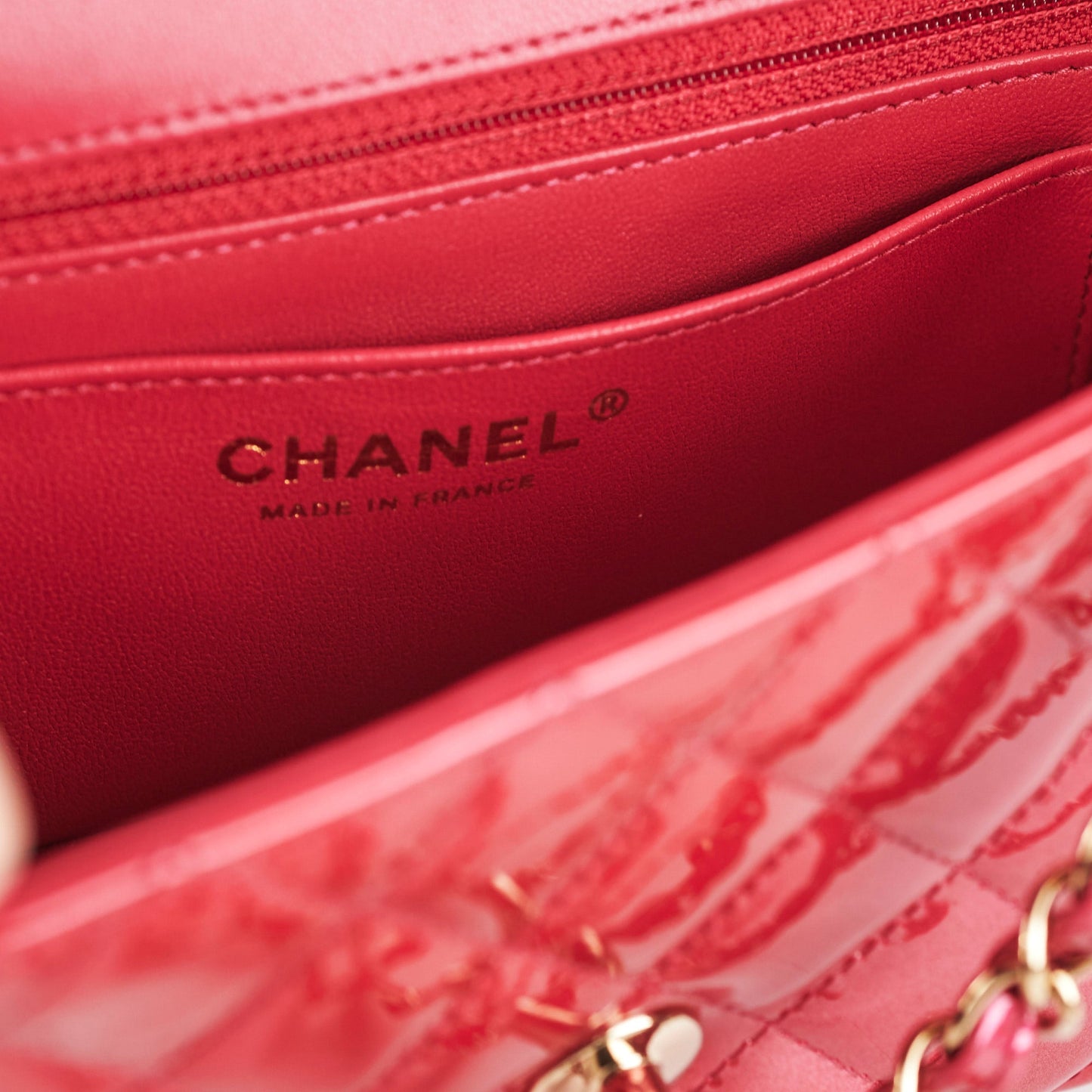 Chanel Patent Shaded Mini Rectangular Flap Bag Pink