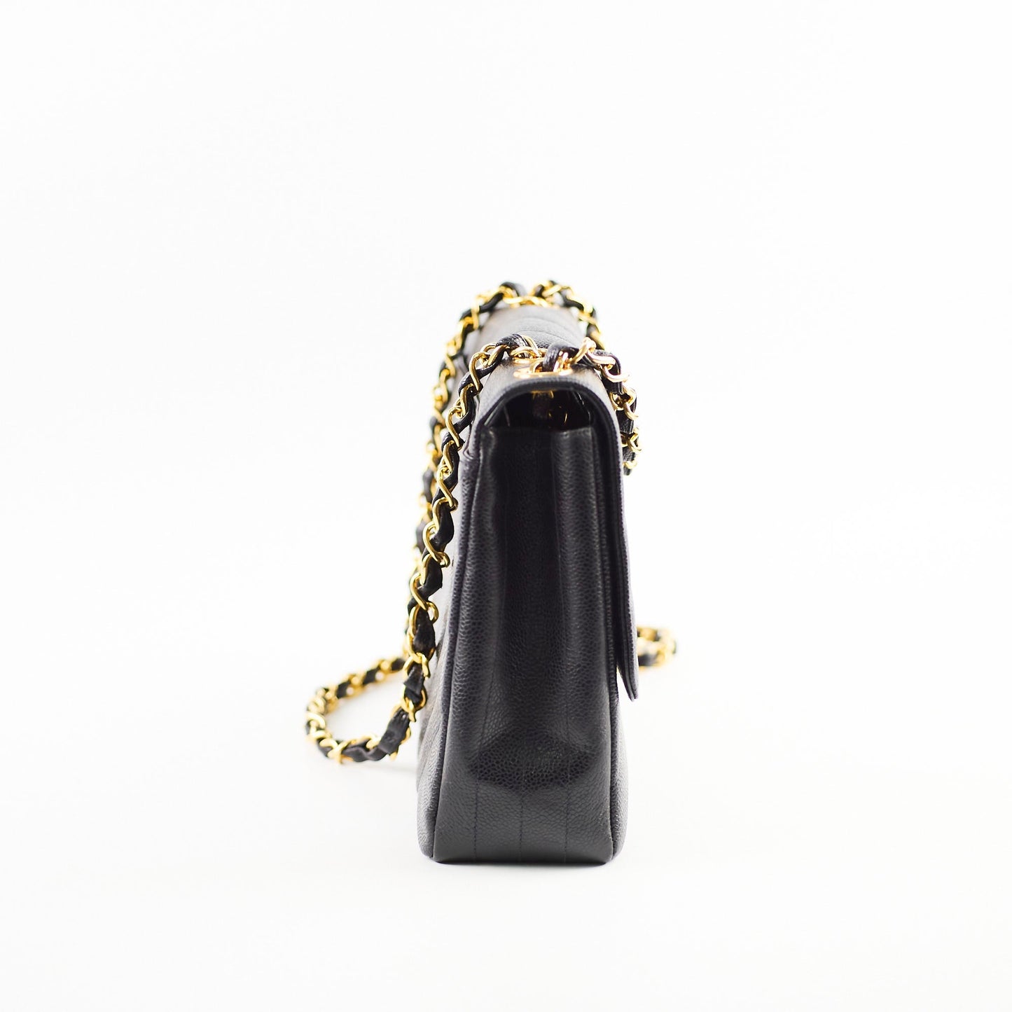 Chanel  Jumbo Single Flap Diagonal Quilted Caviar Black