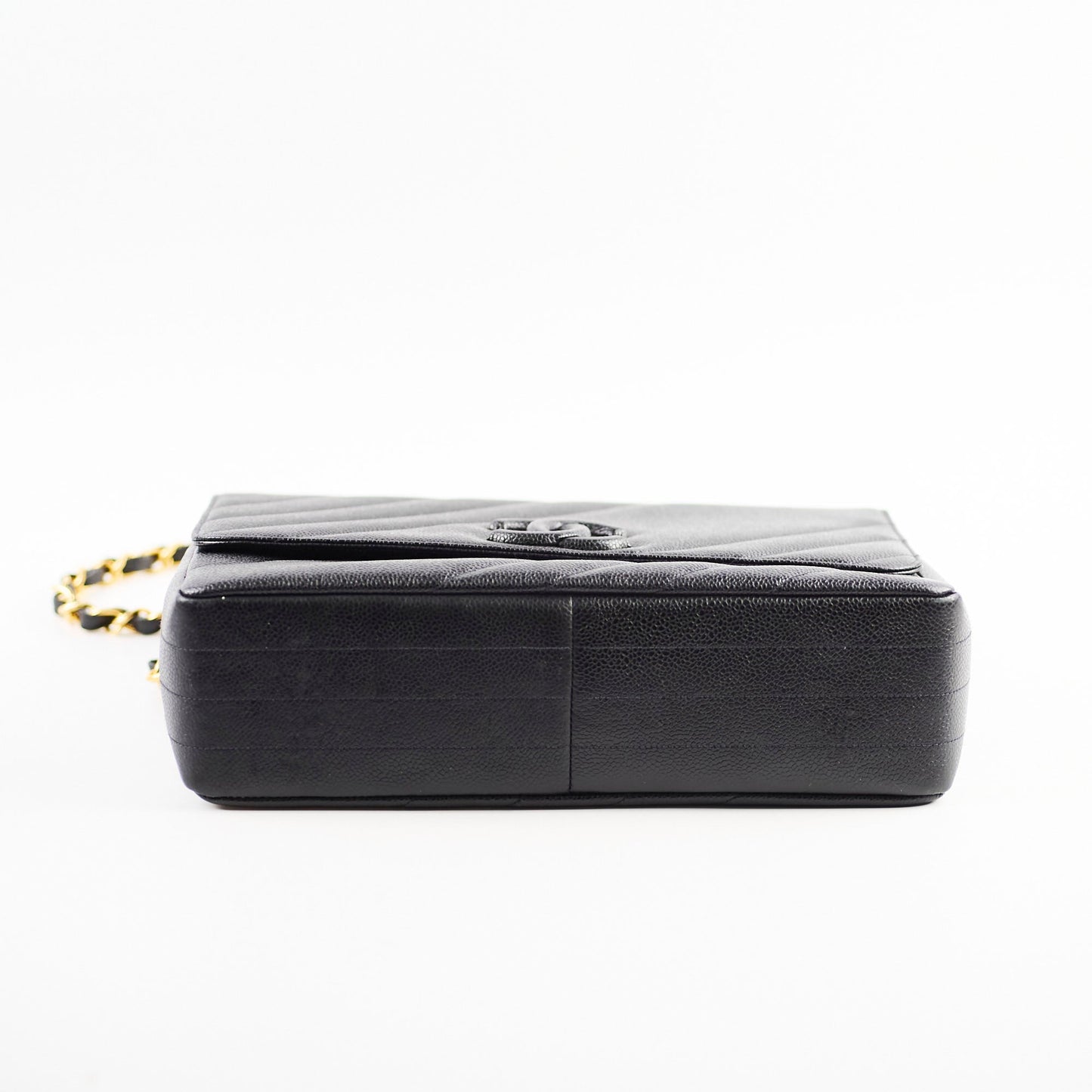 Chanel  Jumbo Single Flap Diagonal Quilted Caviar Black