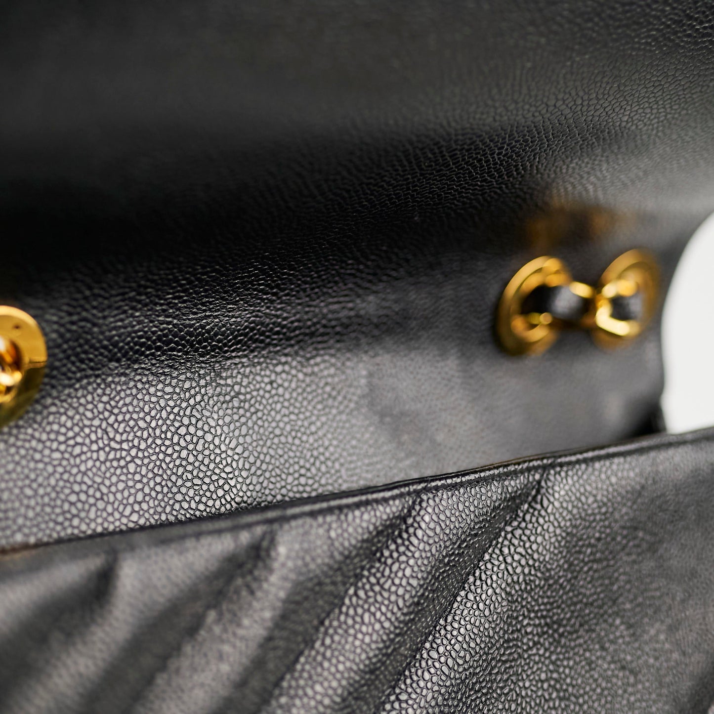 Chanel  Jumbo Single Flap Diagonal Quilted Caviar Black