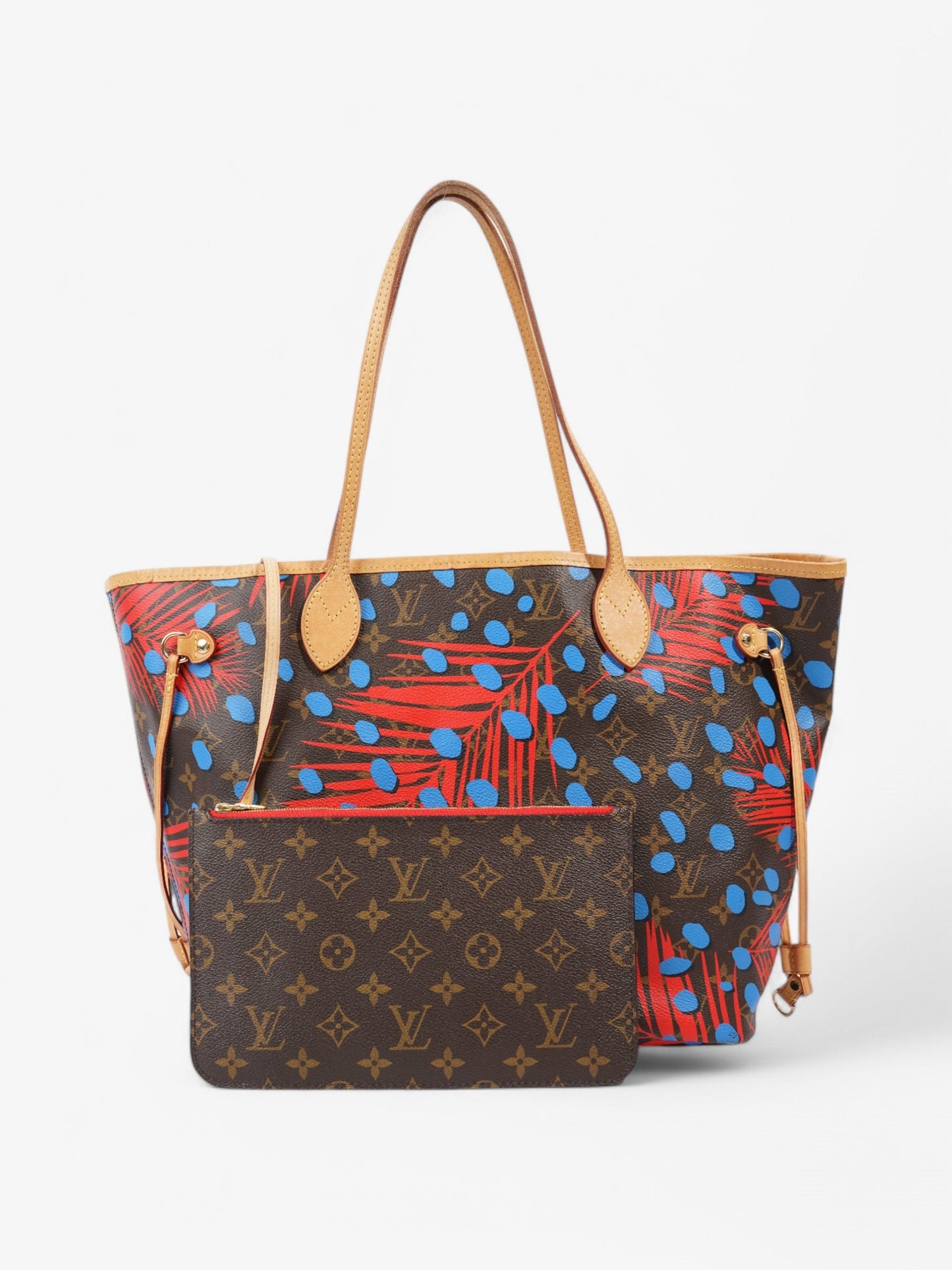 Louis Vuitton Neverfull Monogram / Red / Blue Coated Canvas MM