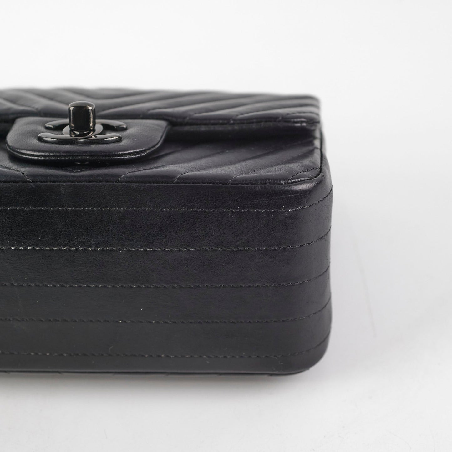 Chanel Mini Square Chevron So Black