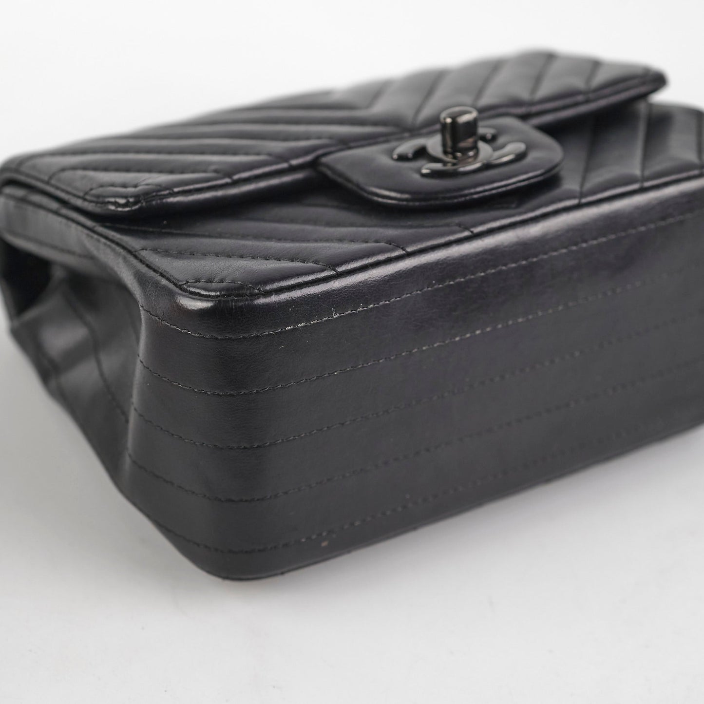 Chanel Mini Square Chevron So Black