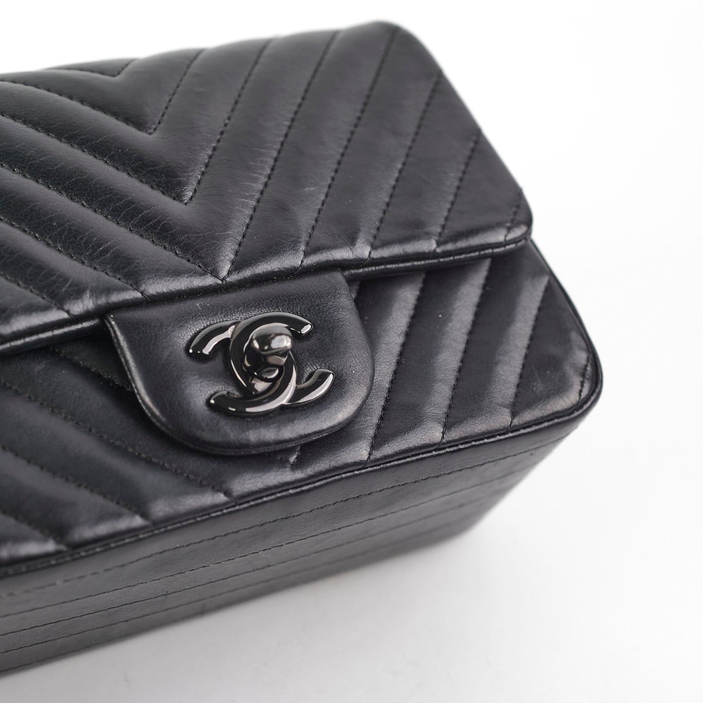Chanel Mini Square Chevron So Black