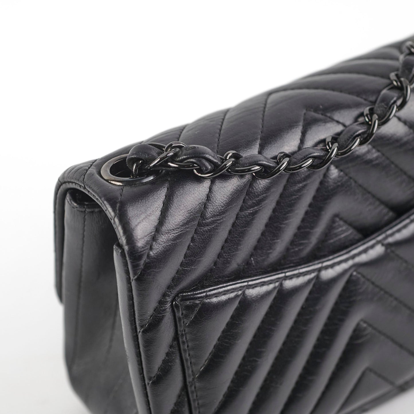 Chanel Mini Square Chevron So Black