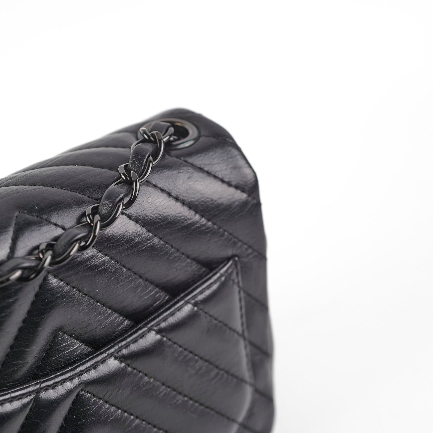Chanel Mini Square Chevron So Black