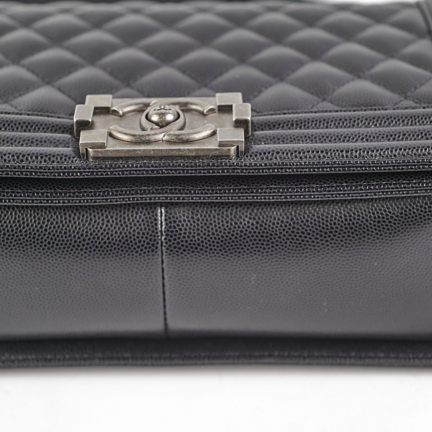 Chanel Old Medium Caviar Boy Black Microchip