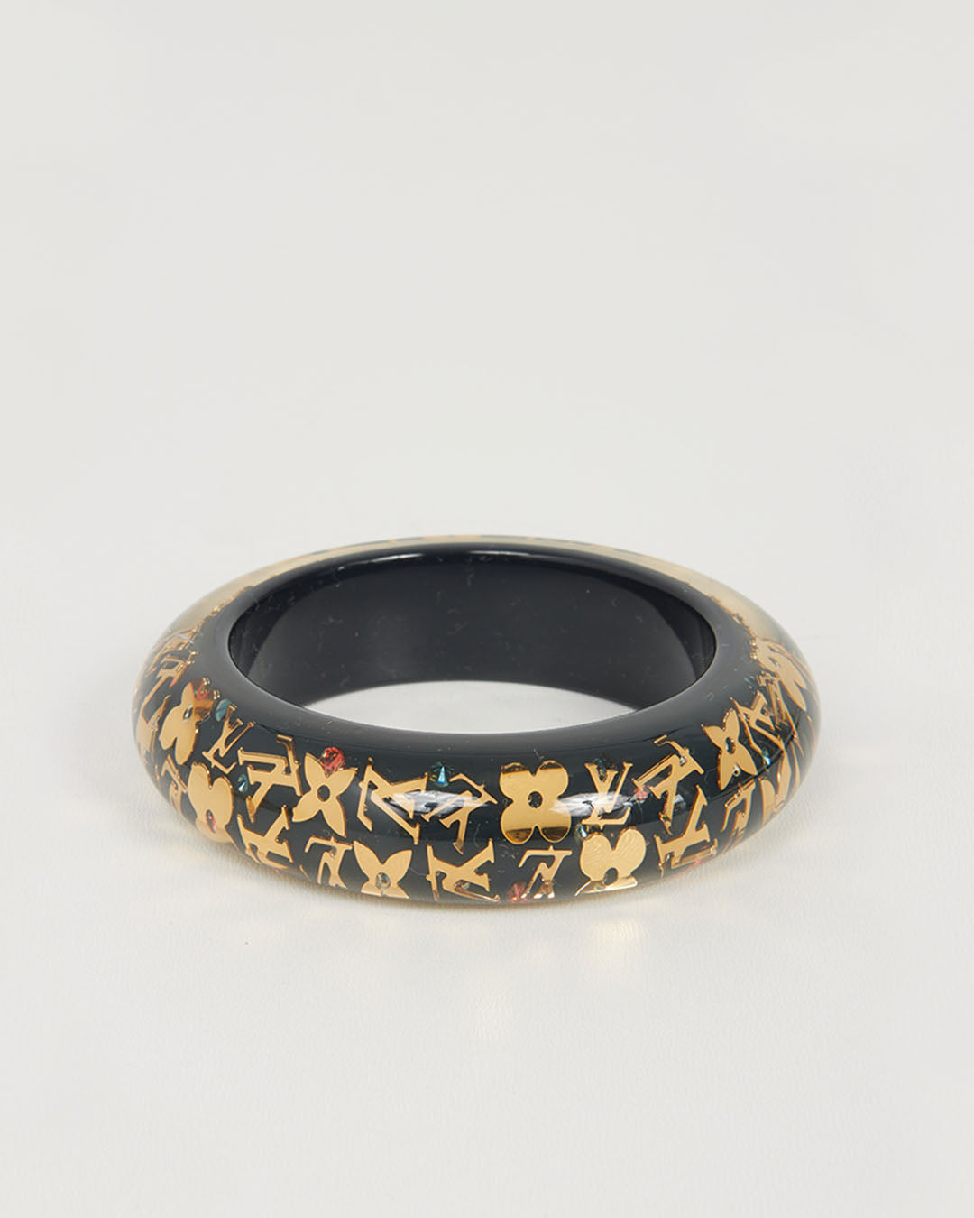 Louis Vuitton Black Wide Monogram Inclusion Bracelet
