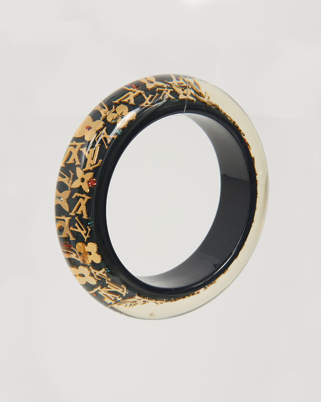 Louis Vuitton Black Wide Monogram Inclusion Bracelet