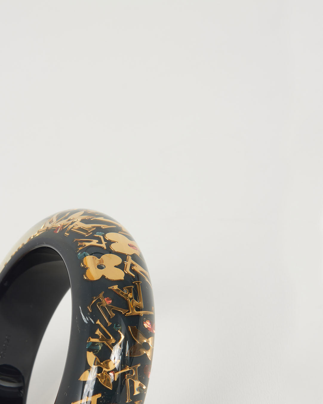 Louis Vuitton Black Wide Monogram Inclusion Bracelet