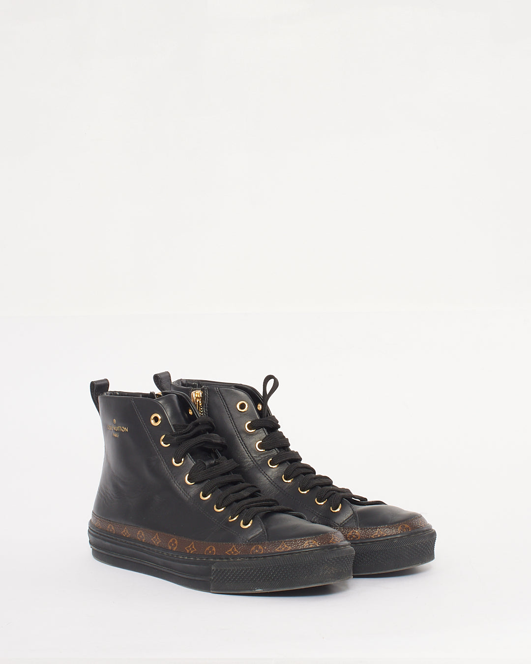Louis Vuitton Black/Monogram Hightop Sneakers - 37.5