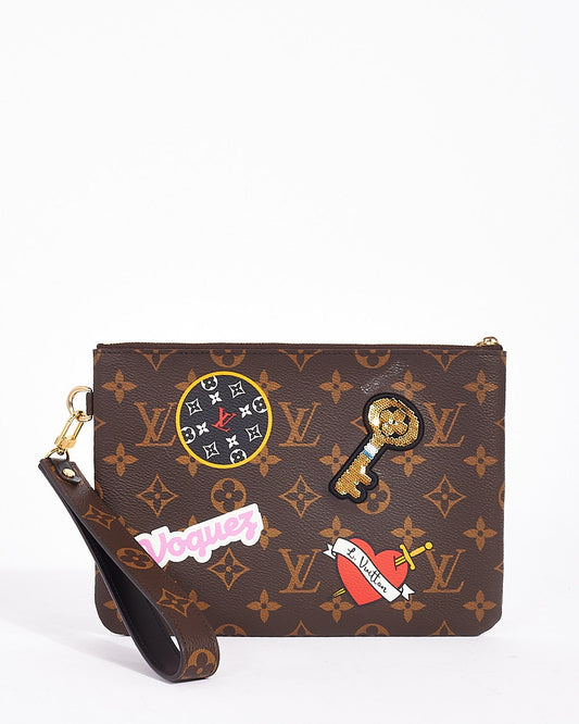 Louis Vuitton Monogram Canvas Patches City Wristlet Pouch Bag