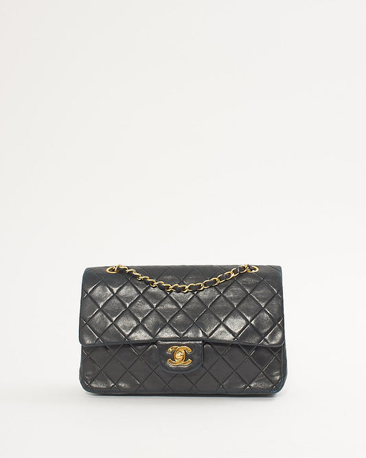 Chanel Black Lambskin   24K Gold Plated Medium Classic Double Flap Bag