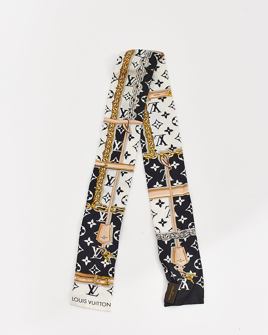 Louis Vuitton Black Silk Confidential Print Twilly Scarf