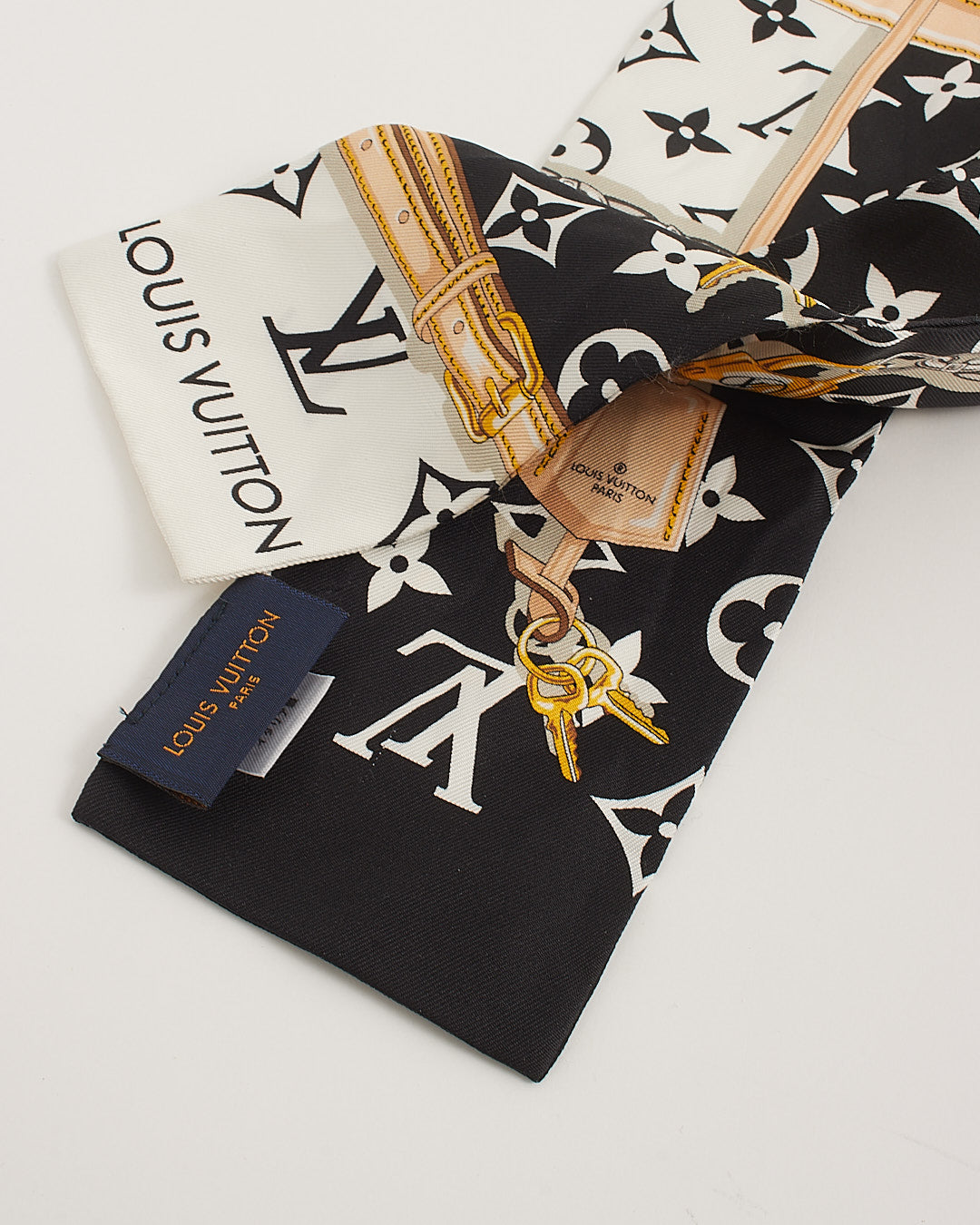 Louis Vuitton Black Silk Confidential Print Twilly Scarf
