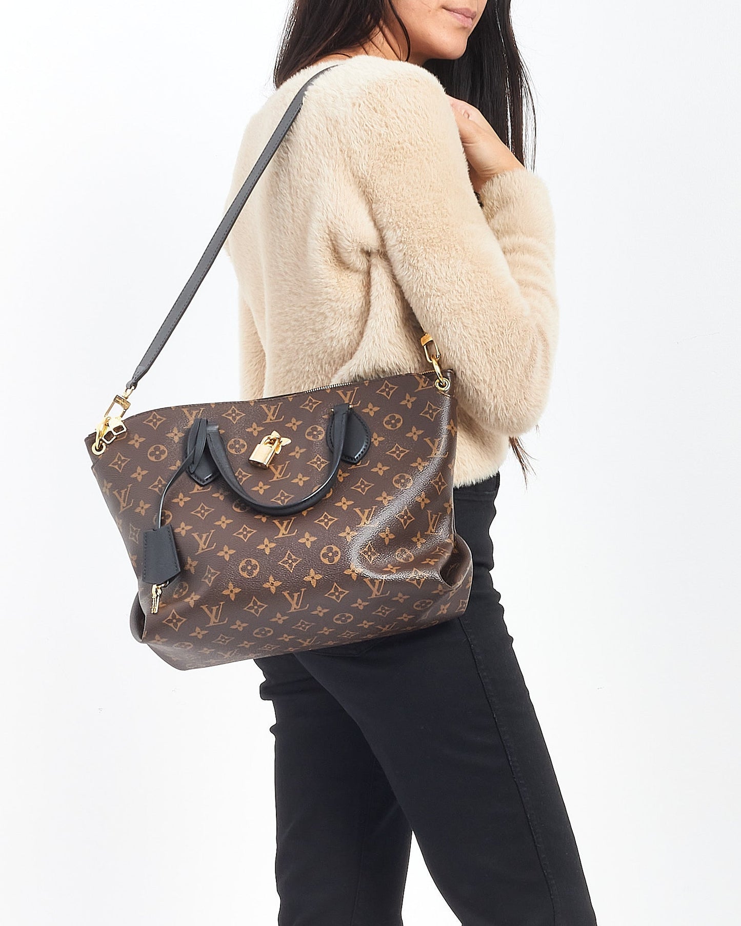 Louis Vuitton Black Monogram Canvas Flower Zip Tote MM