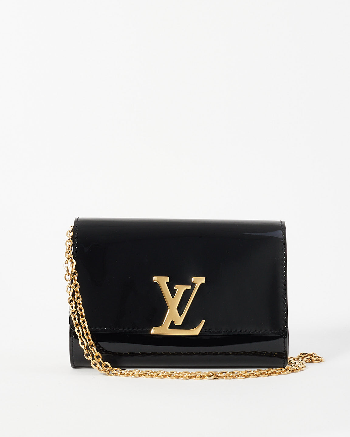 Louis Vuitton Black Patent Leather Chain Louise PM Bag