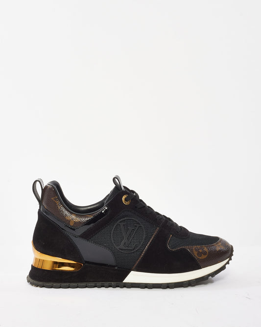 Louis Vuitton Black Suede & Monogram Run Away Sneaker - 37