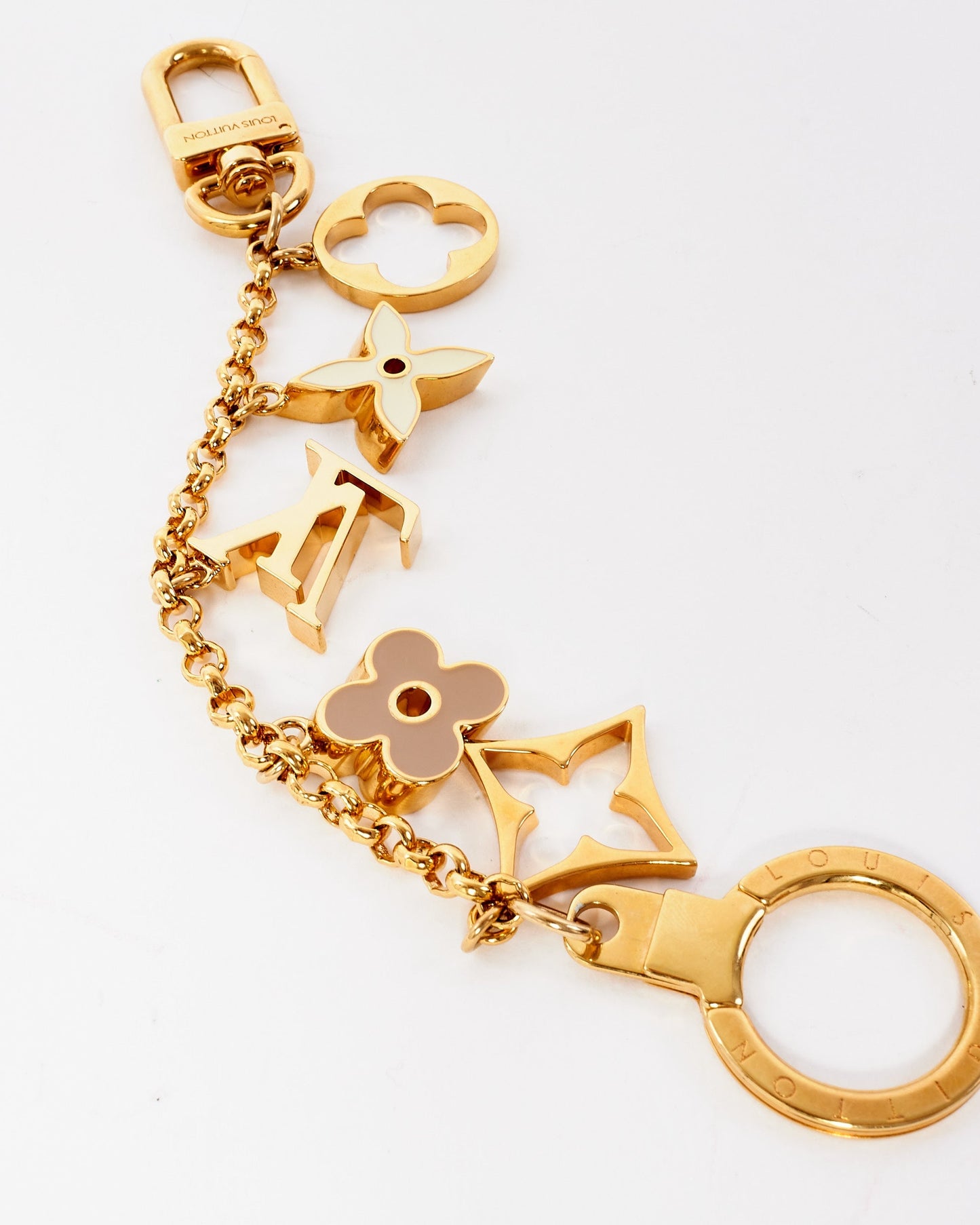 Louis Vuitton Gold Lilac & White "Fleur De Monogram" Bag Charm