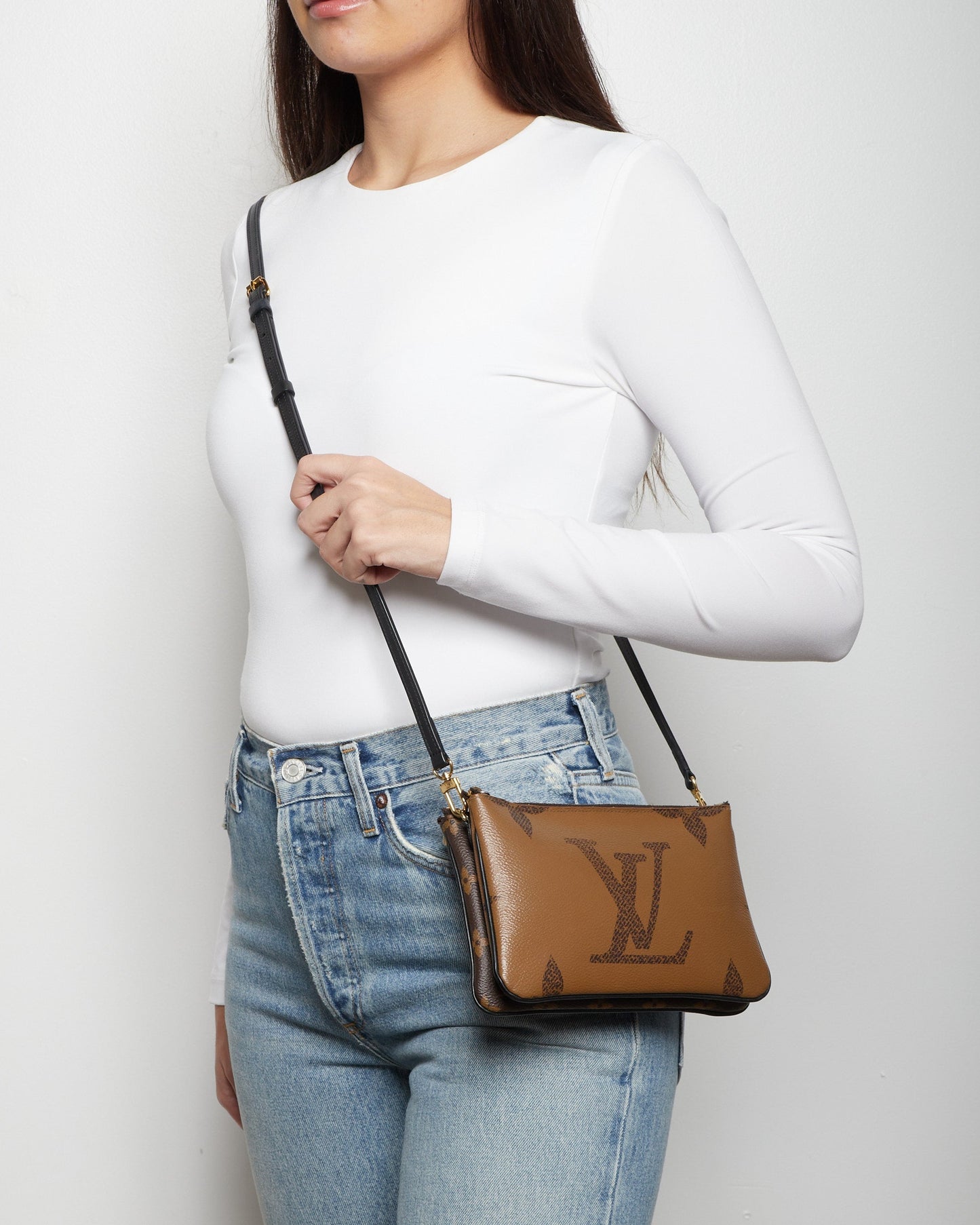 Louis Vuitton Reverse Monogram Canvas Double Zip Pochette