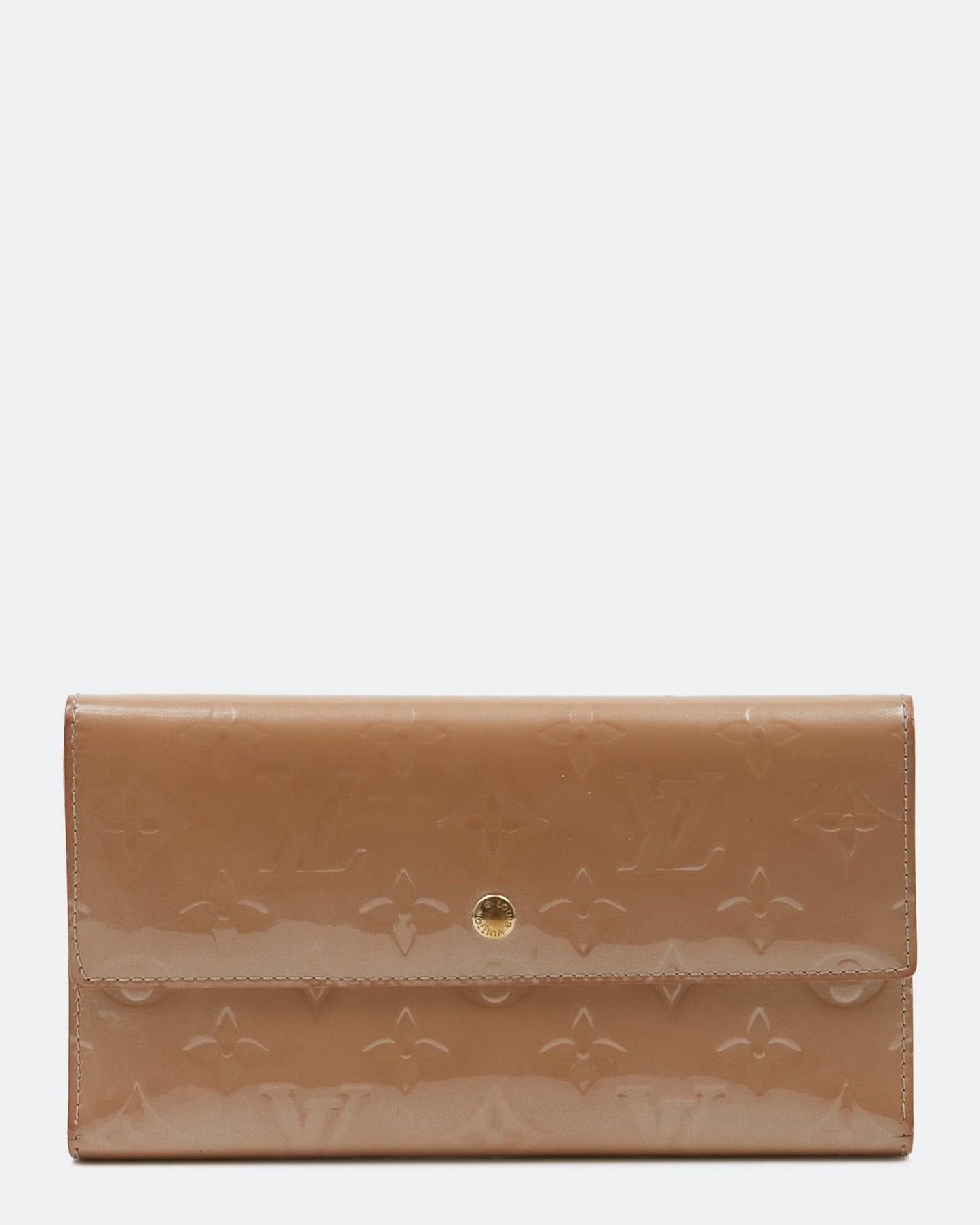 Louis Vuitton Beige Vernis Monogram Patent Leather Flap Wallet