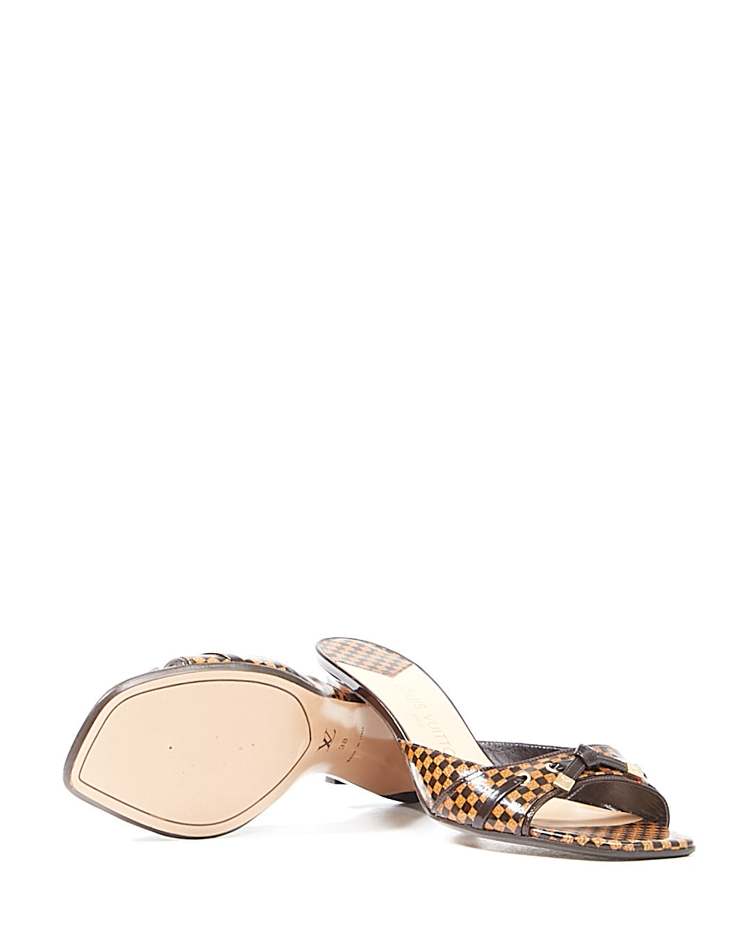 Louis Vuitton Brown Damier Sauvage Patent Mule Heels - 38