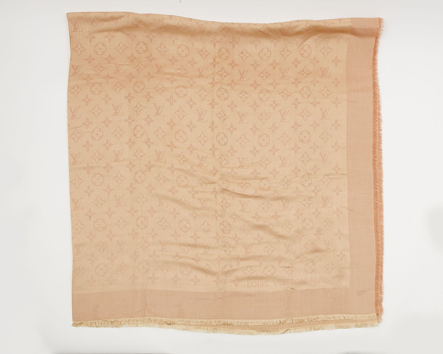 Louis Vuitton Beige Metallic Monogram Silk/Wool Scarf