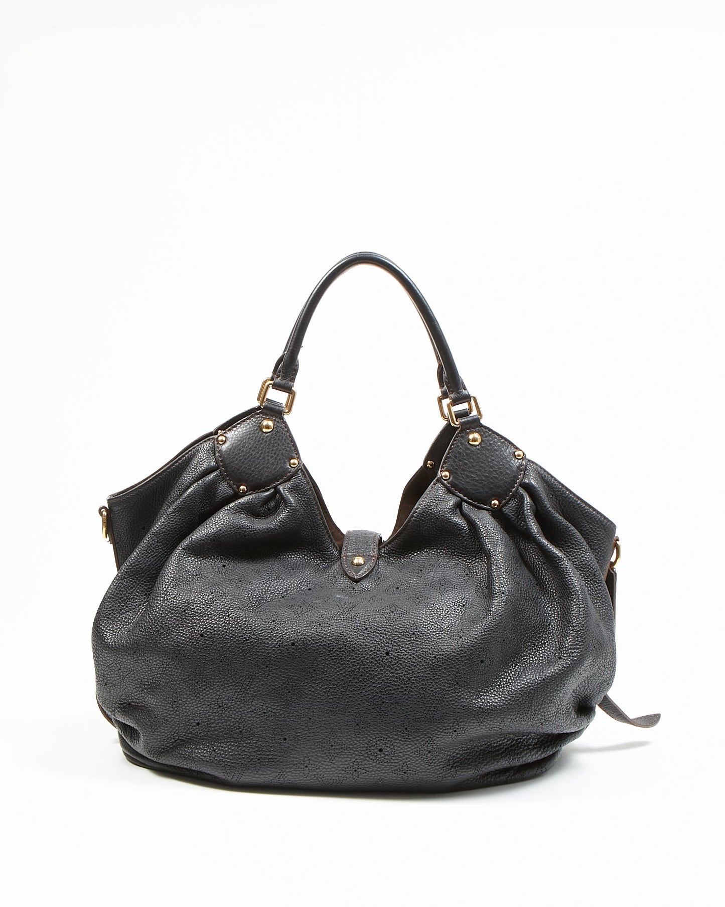 Louis Vuitton Black Perforated Leather Monogram Mahina XL Hobo Bag