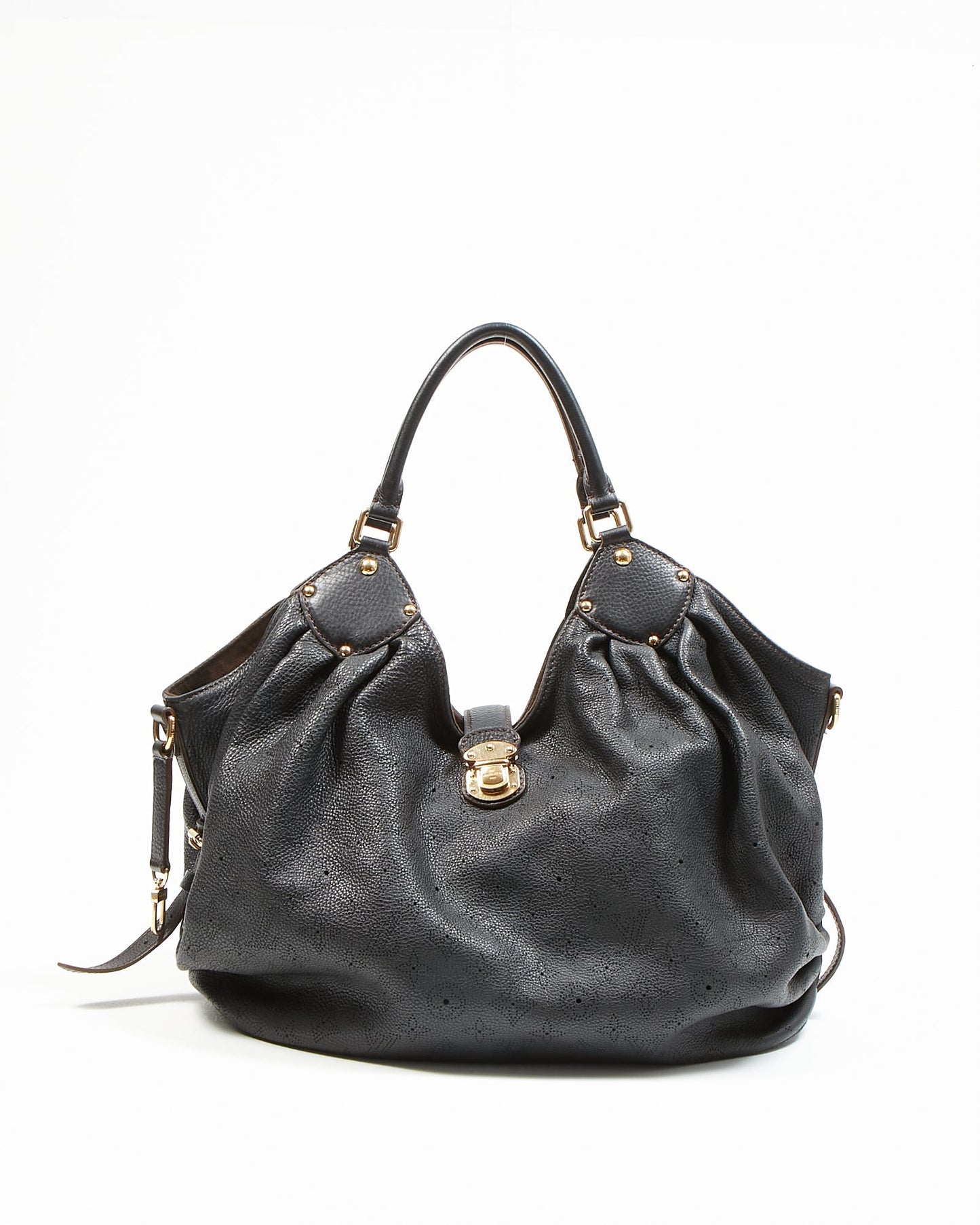 Louis Vuitton Black Perforated Leather Monogram Mahina XL Hobo Bag