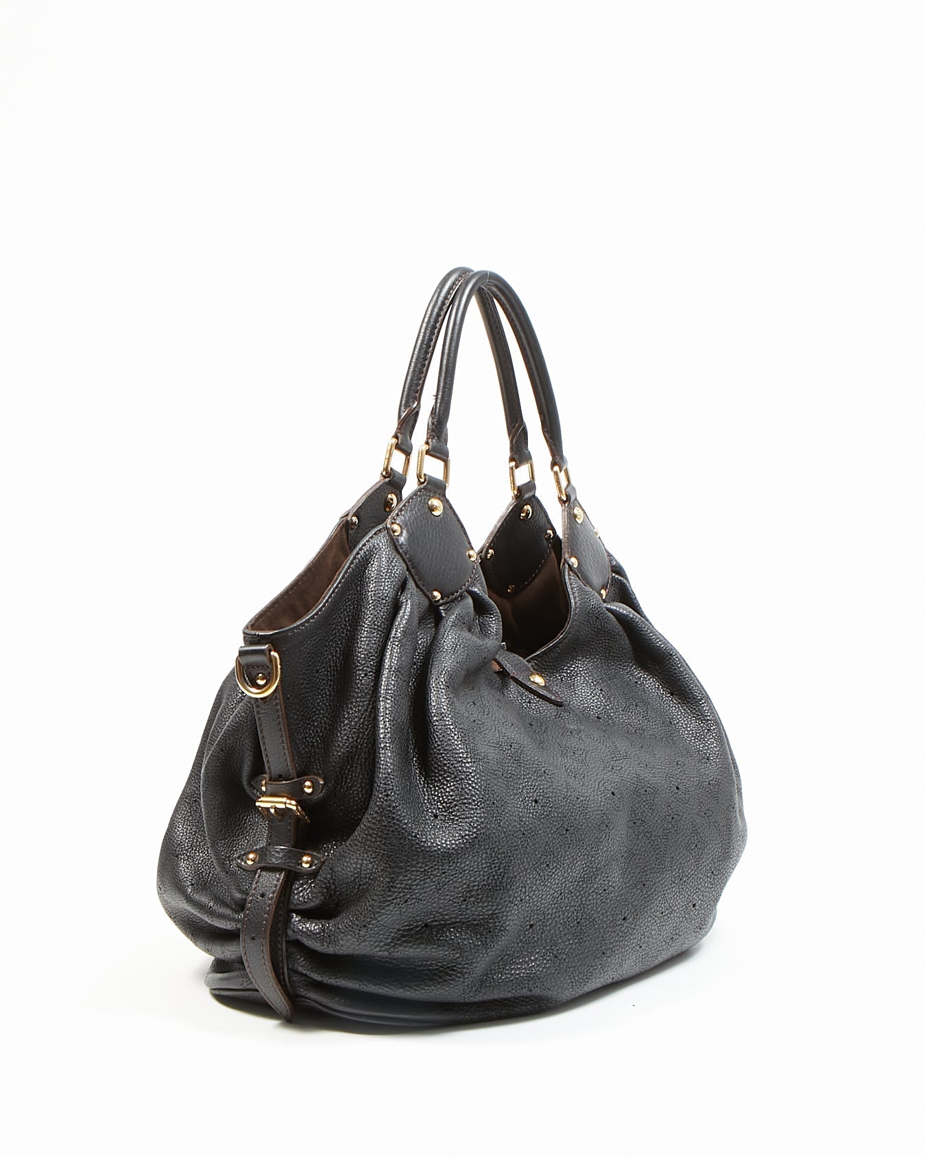 Louis Vuitton Black Perforated Leather Monogram Mahina XL Hobo Bag