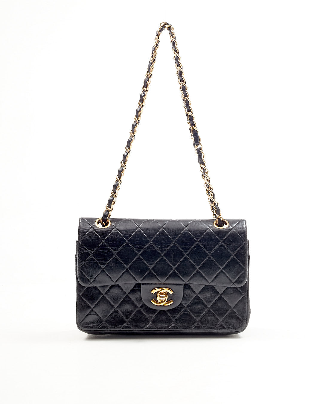 Chanel Black Lambskin   24K Gold Plated Small Classic Double Flap Bag