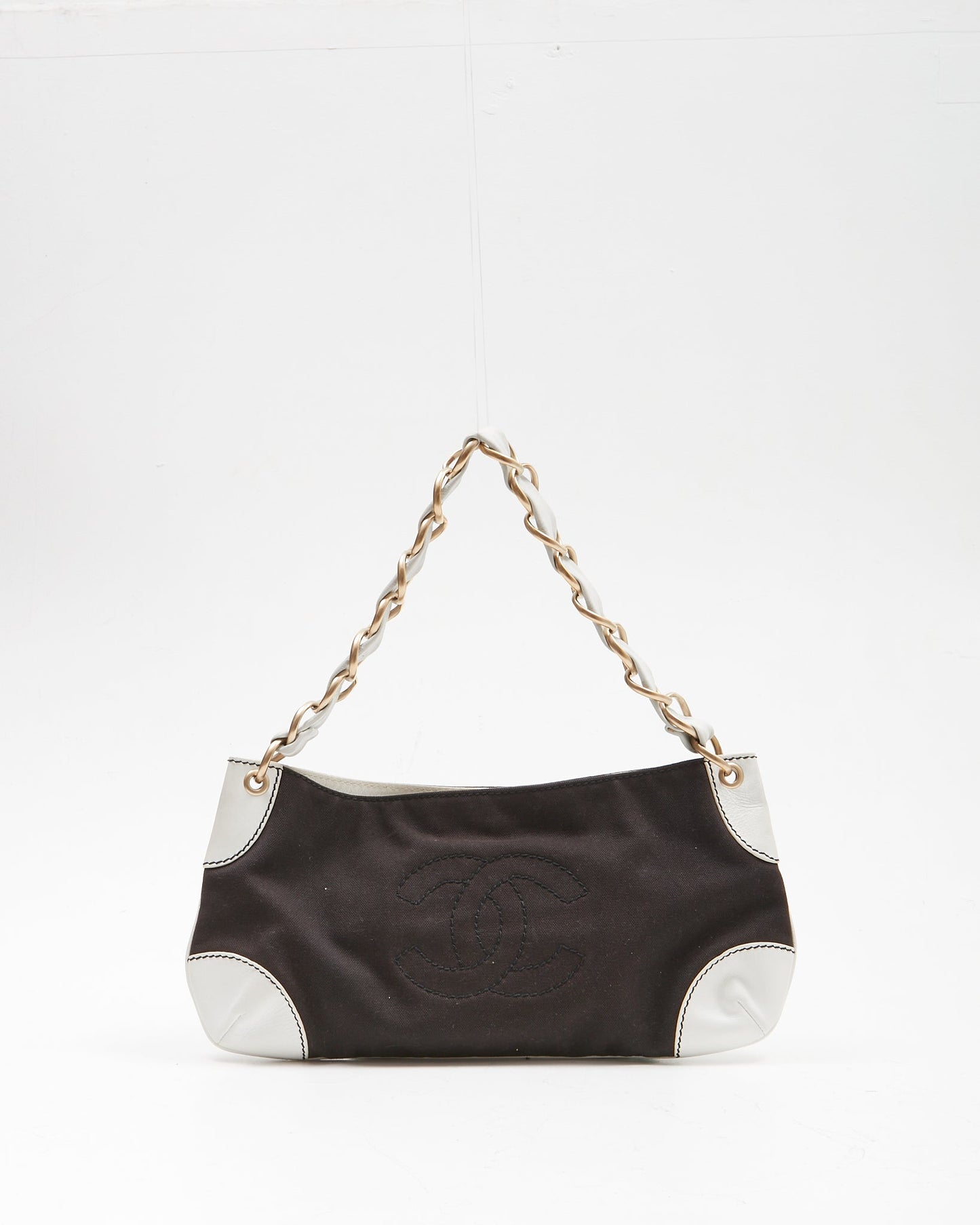 Chanel Black Denim CC Stitch Shoulder Bag