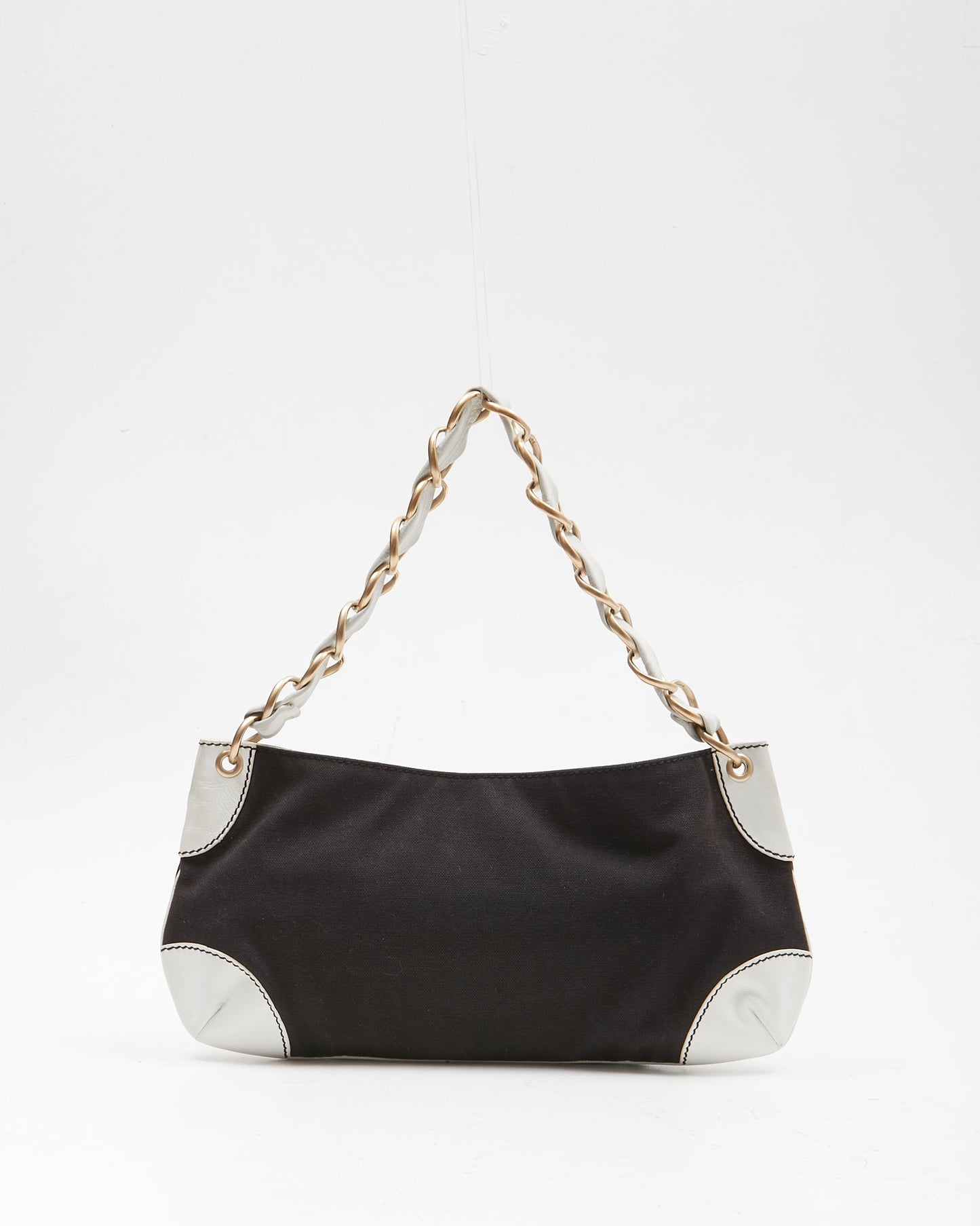 Chanel Black Denim CC Stitch Shoulder Bag
