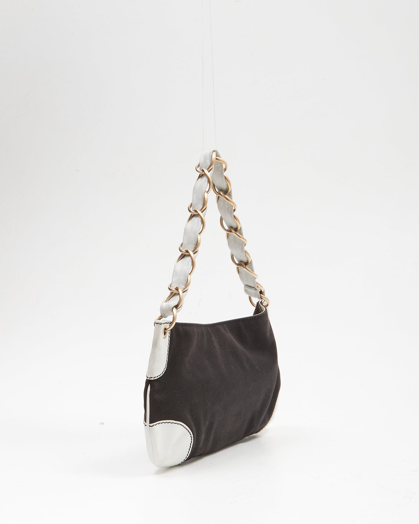 Chanel Black Denim CC Stitch Shoulder Bag