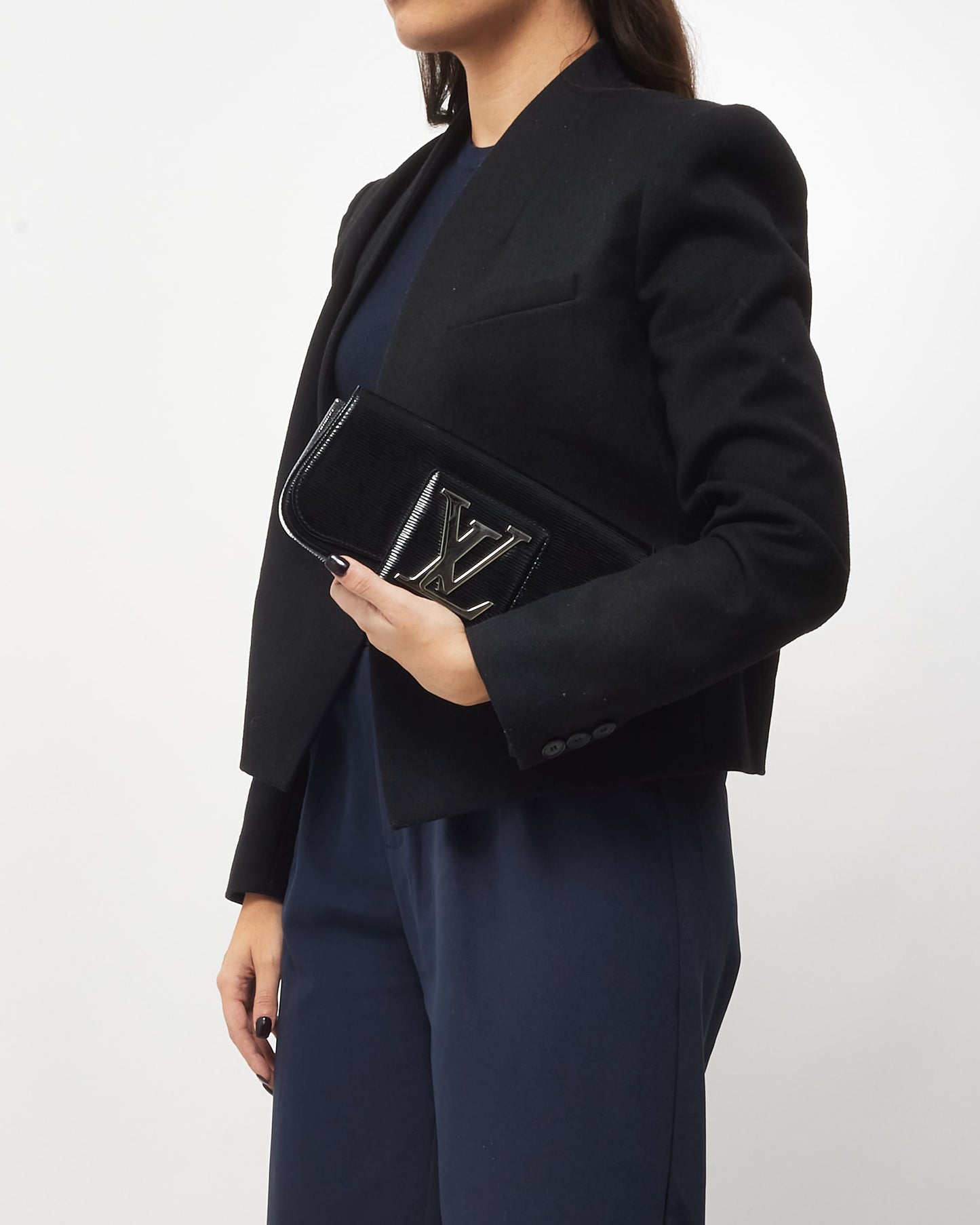 Louis Vuitton Black Electric Epi Vernis Leather Sobe Clutch Bag