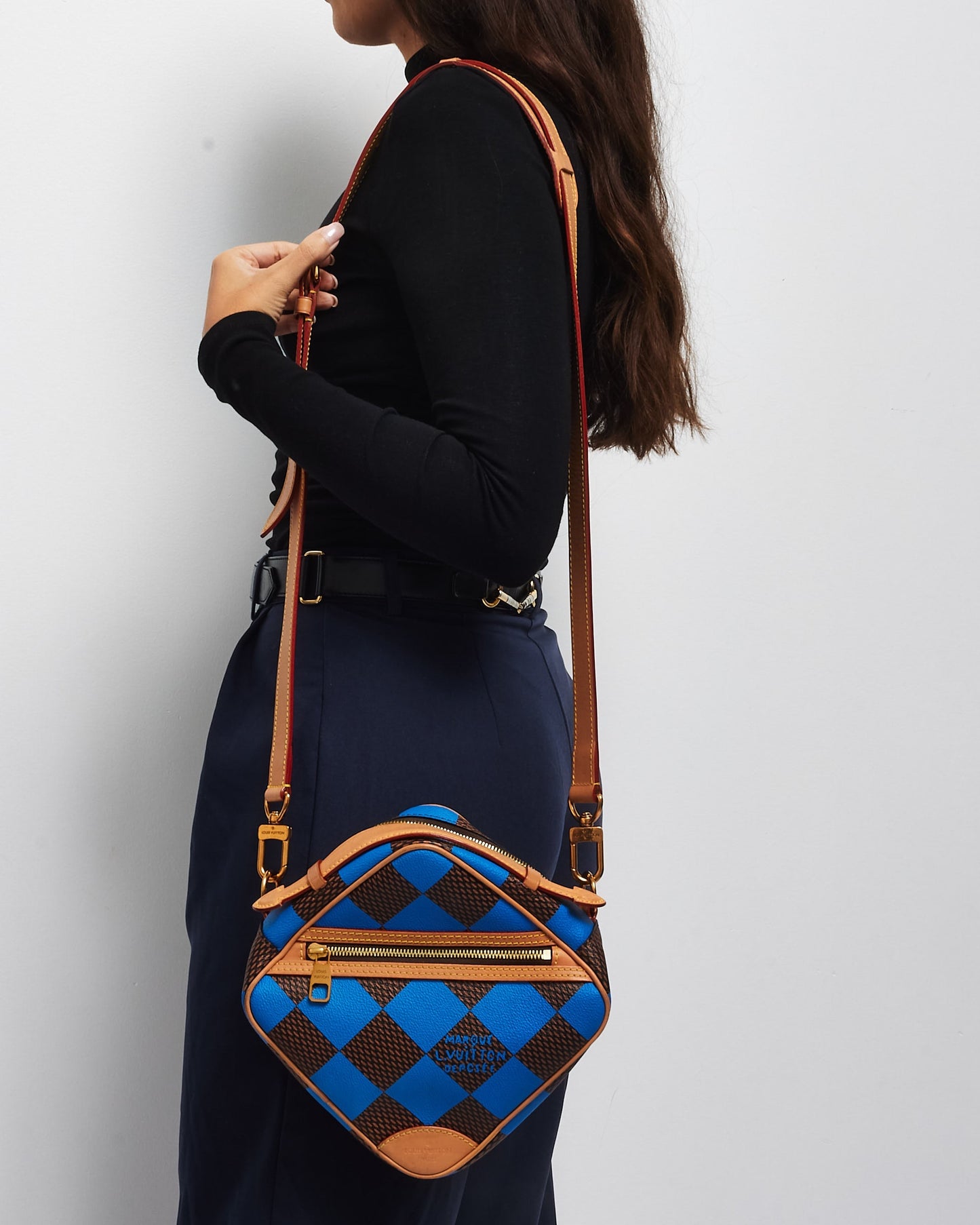 Louis Vuitton Blue & Coated Canvas Chess Messenger Crossbody Bag - Défilé Homme P/É24