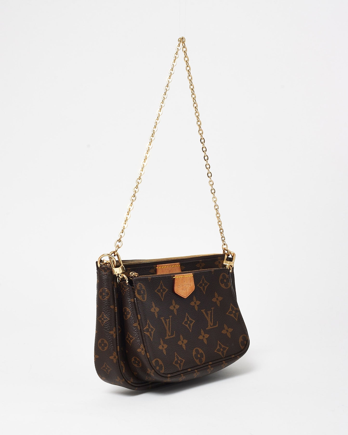 Louis Vuitton Monogram Coated Canvas & Pink Strap Multi Pochette Bag