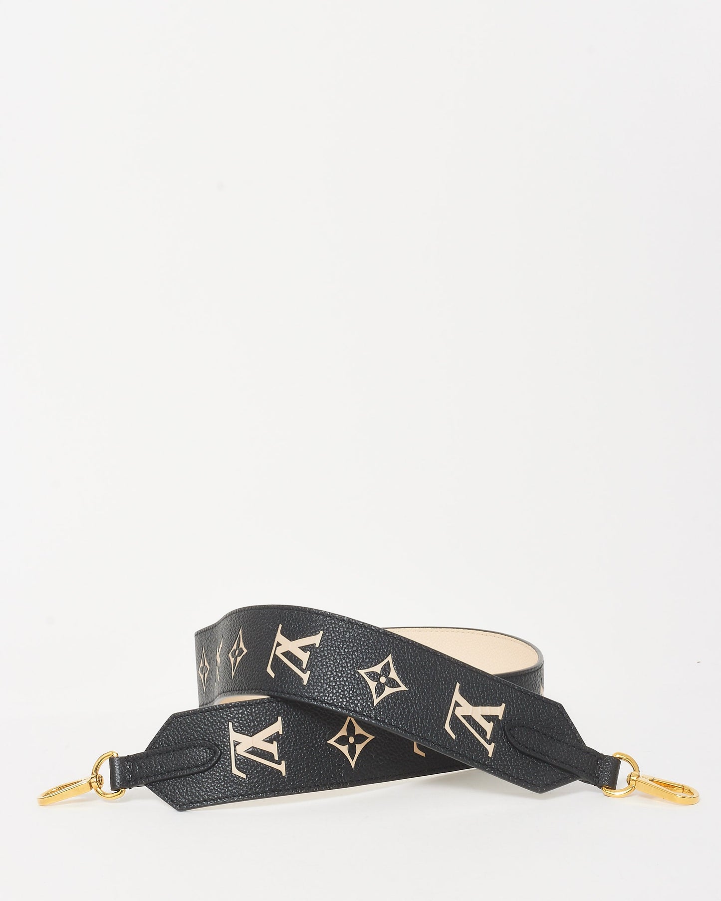 Louis Vuitton Black & Cream Monogram Empreinte Leather Strap
