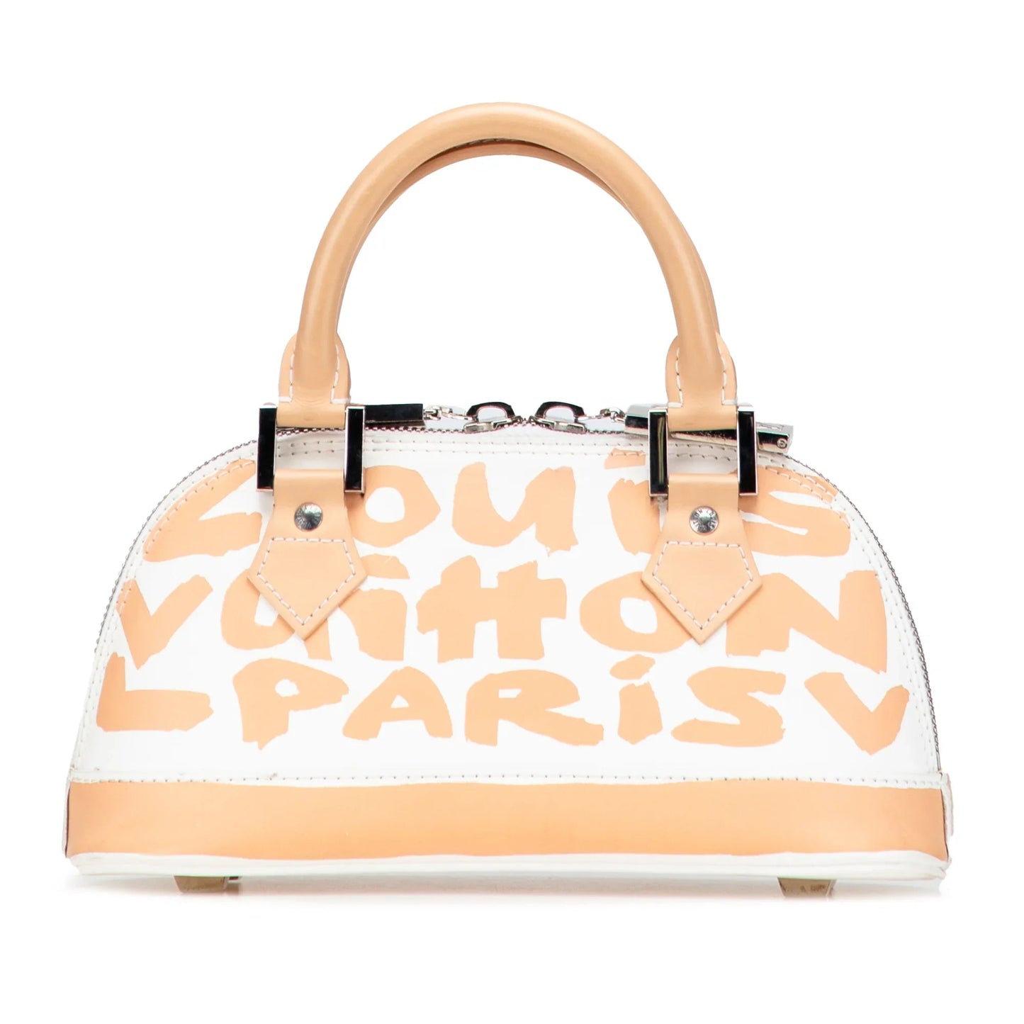 White Louis Vuitton Stephen Spro Graffiti Alma PM Handbag