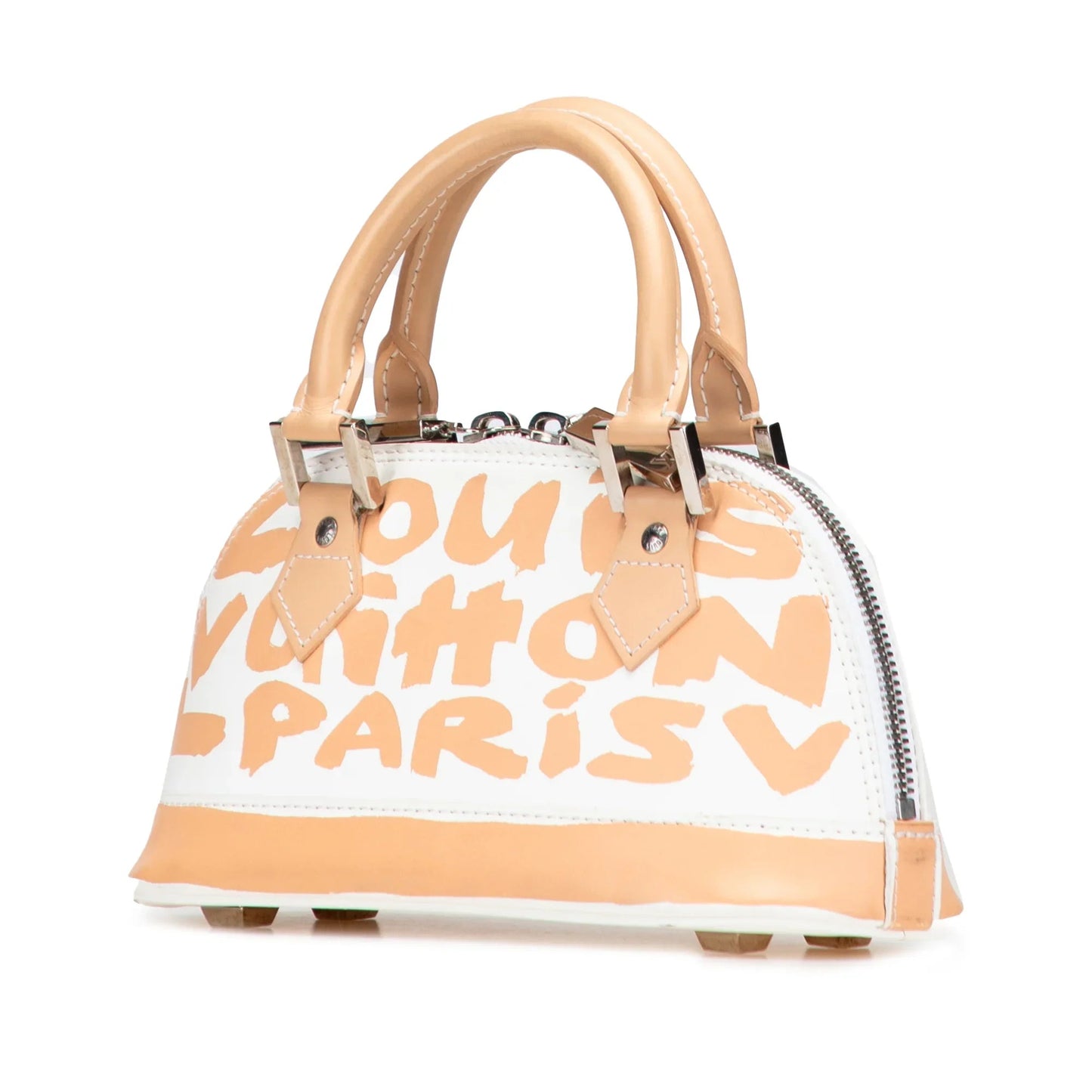White Louis Vuitton Stephen Spro Graffiti Alma PM Handbag