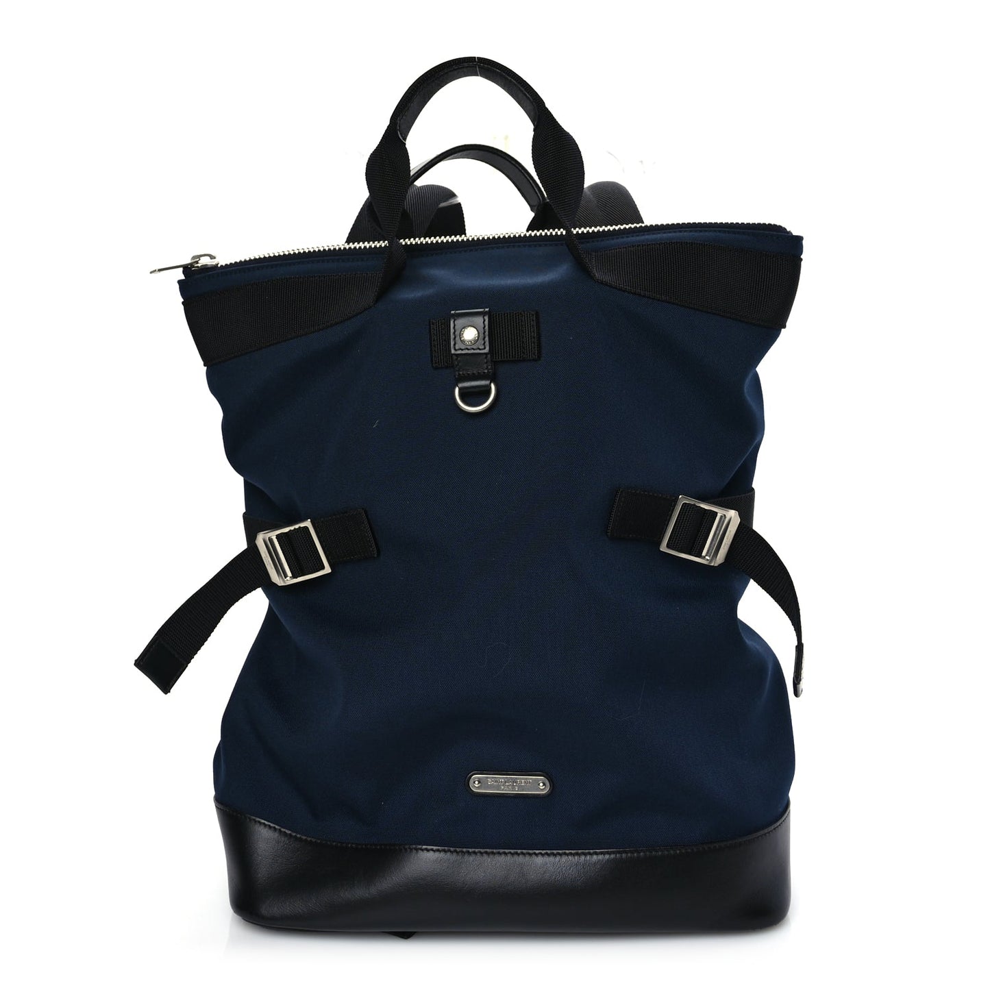 Saint Laurent Canvas Calfskin Rivington Race Convertible Backpack Black Navy