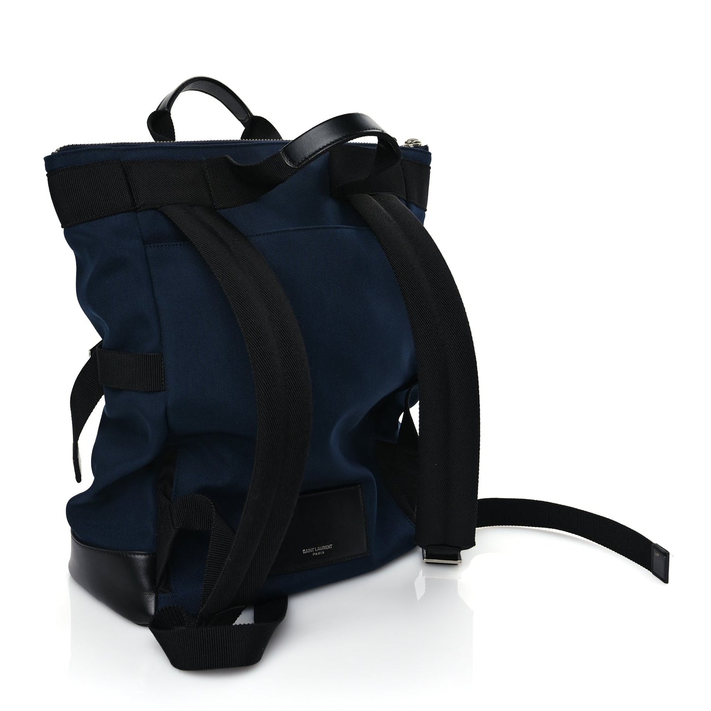 Saint Laurent Canvas Calfskin Rivington Race Convertible Backpack Black Navy