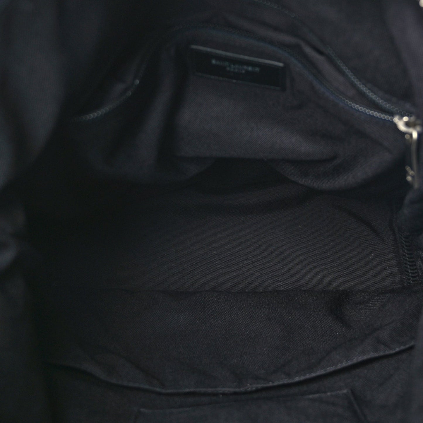 Saint Laurent Canvas Calfskin Rivington Race Convertible Backpack Black Navy