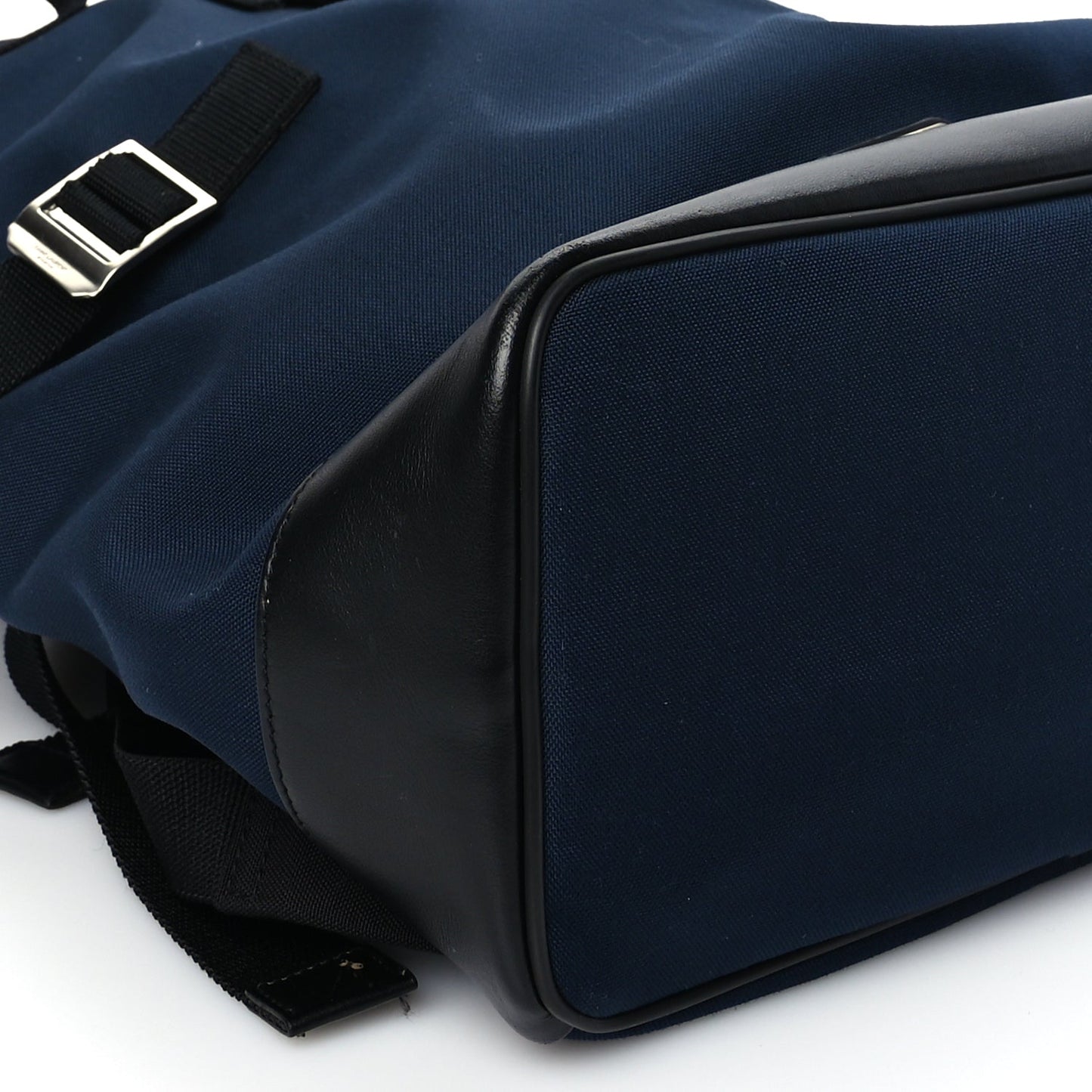 Saint Laurent Canvas Calfskin Rivington Race Convertible Backpack Black Navy