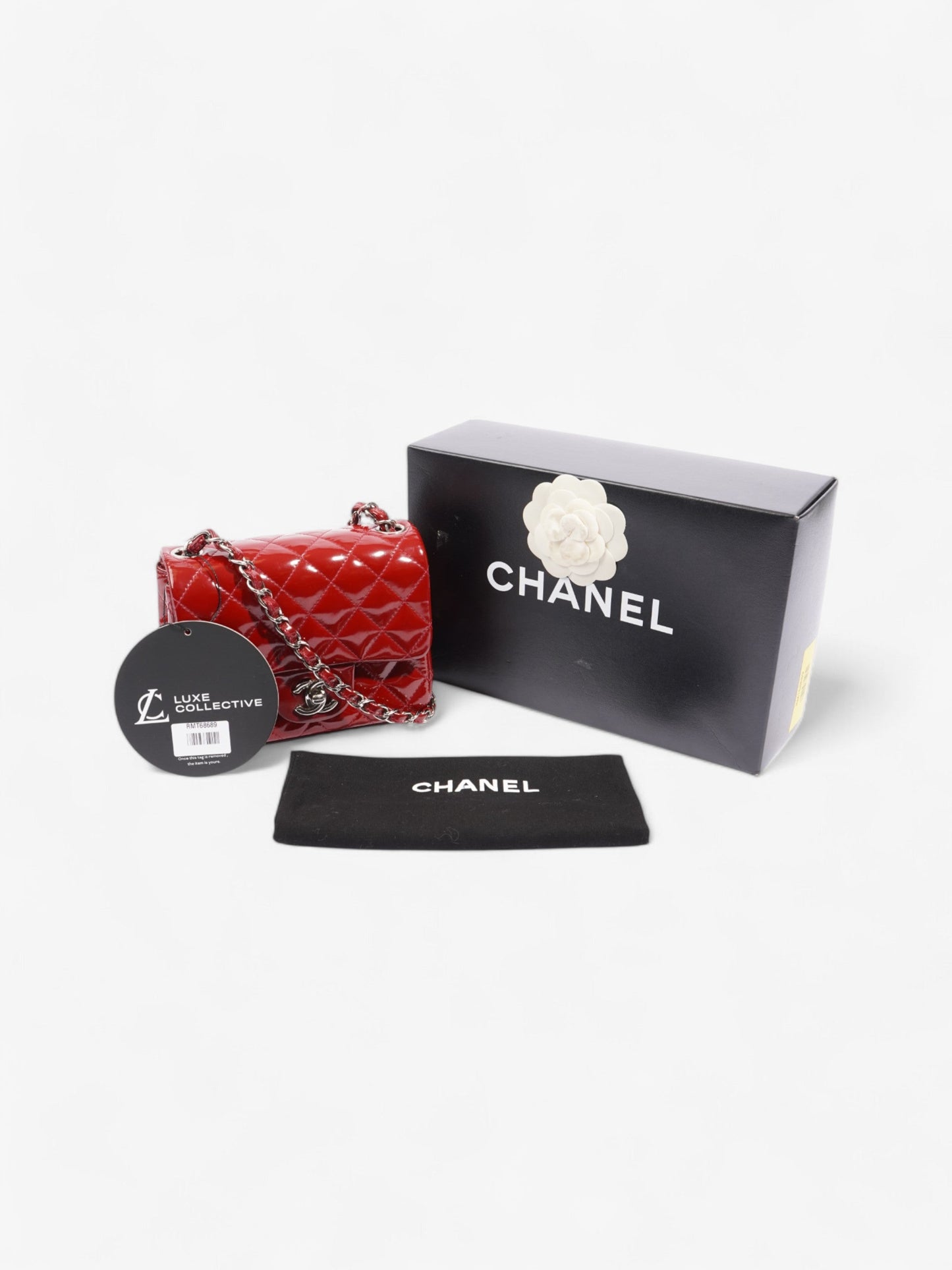 Chanel Classic Square Flap Red Patent Leather Mini